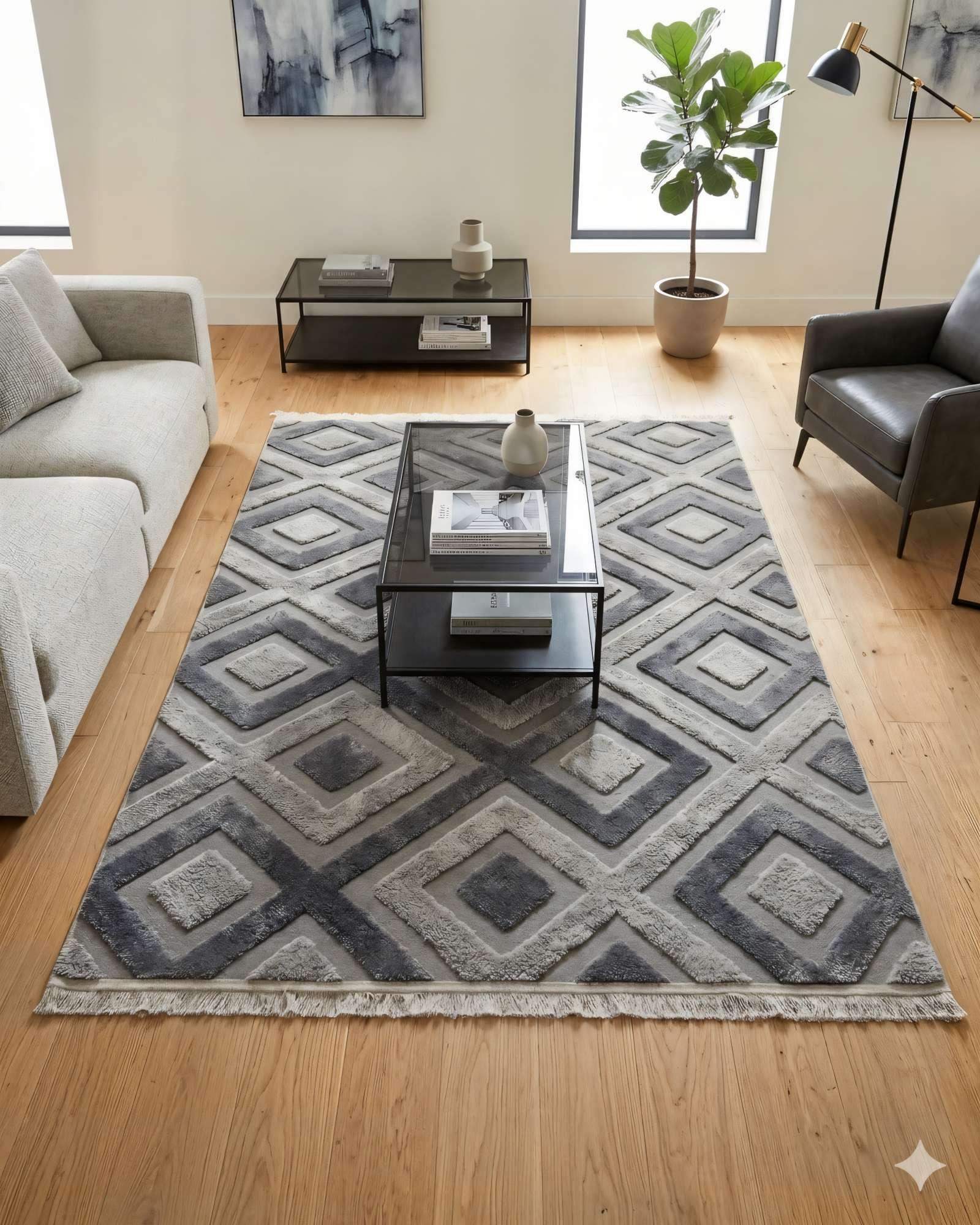 ALFOMBRA JACQUARD 180 X 200  DECORATIVA BICOLOR 3-3