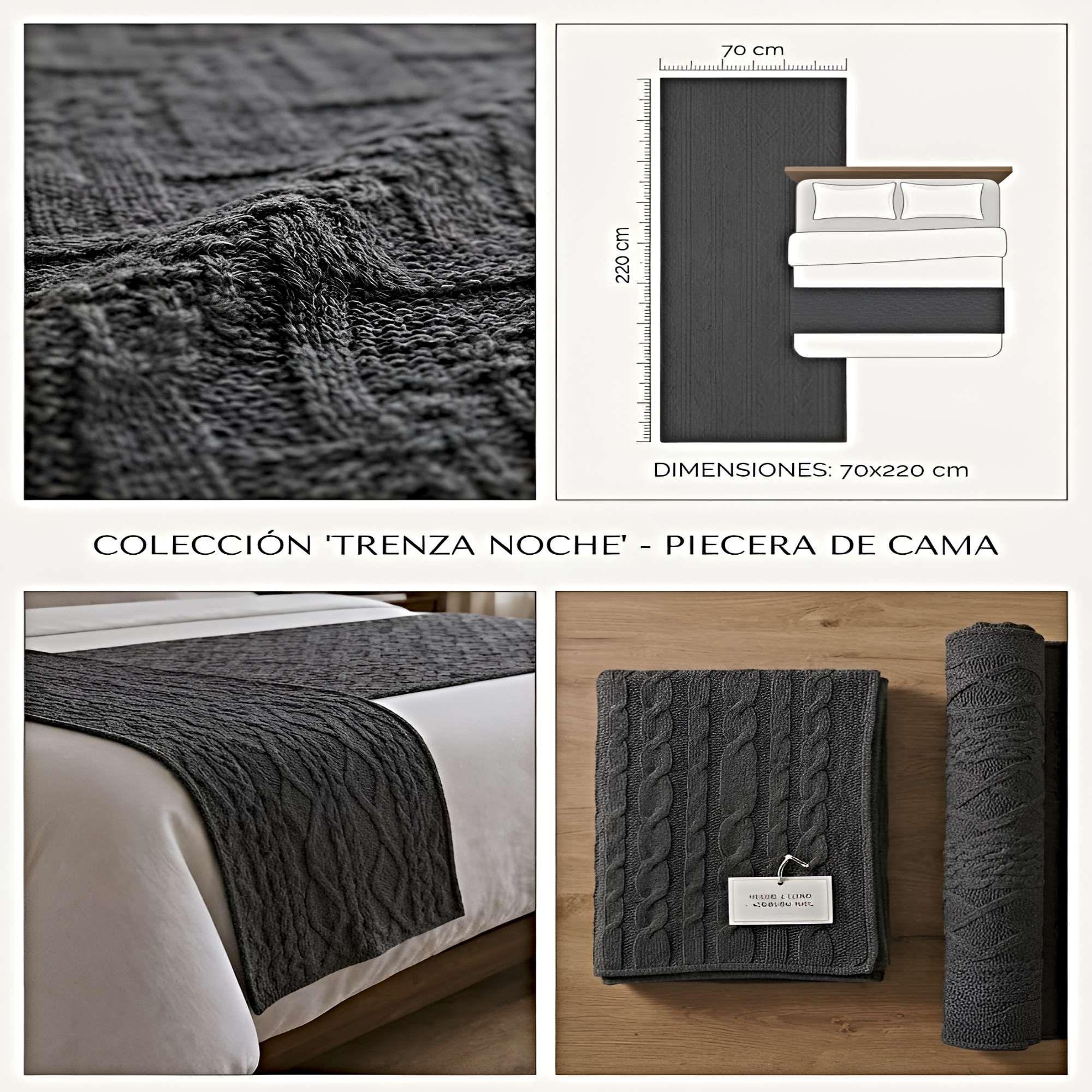 PIECERA PARA CAMA TEXTURA TRENZADA 70X220 CM GRIS-3