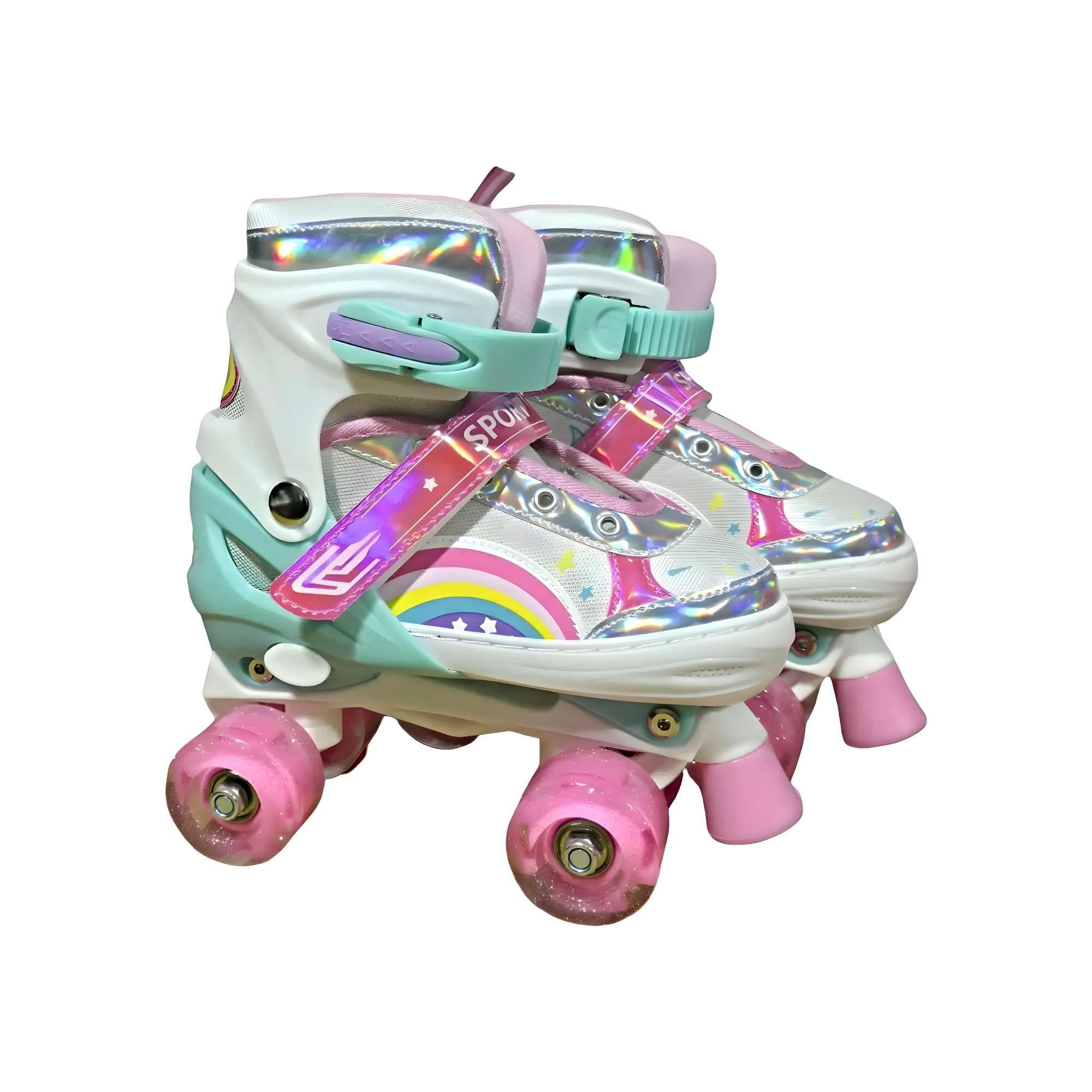 PATIN 4 RUEDAS CON LUCES MAS KIT COMPLETO TALLA M 35-38 BLANCO-1
