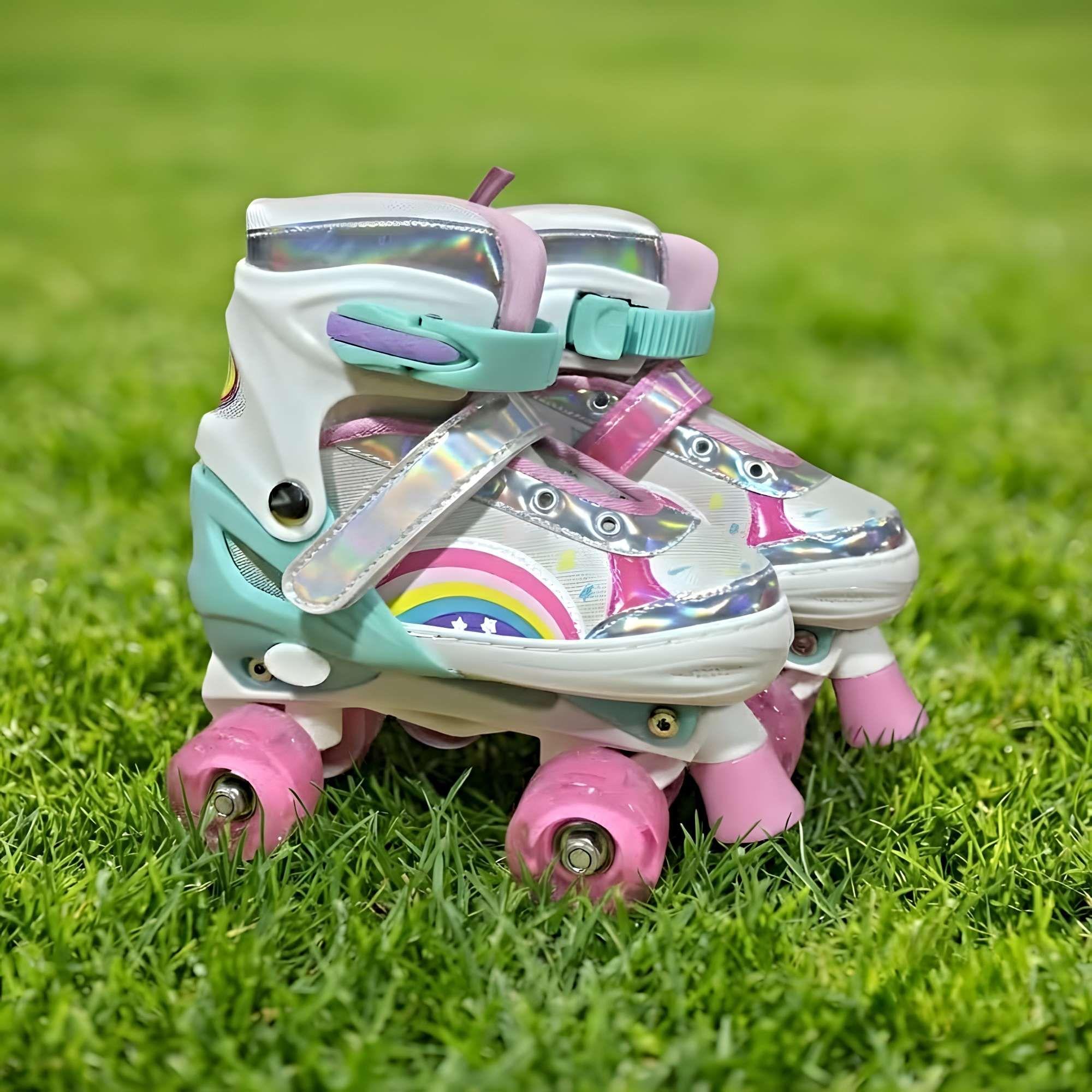PATIN 4 RUEDAS CON LUCES MAS KIT COMPLETO TALLA M 35-38 BLANCO-3