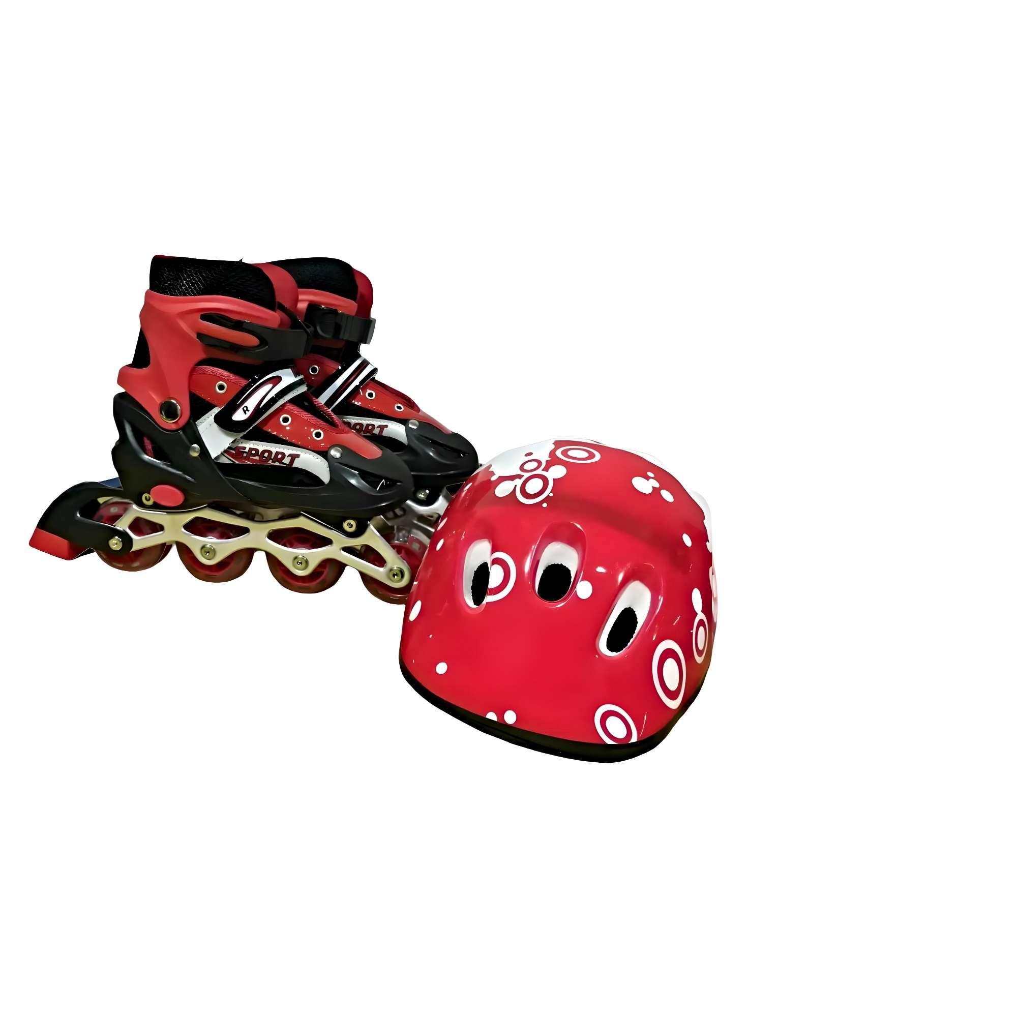 PATIN LINEAL CON LUCES MAS KIT COMPLETO TALLA S 31-34 ROJO-2