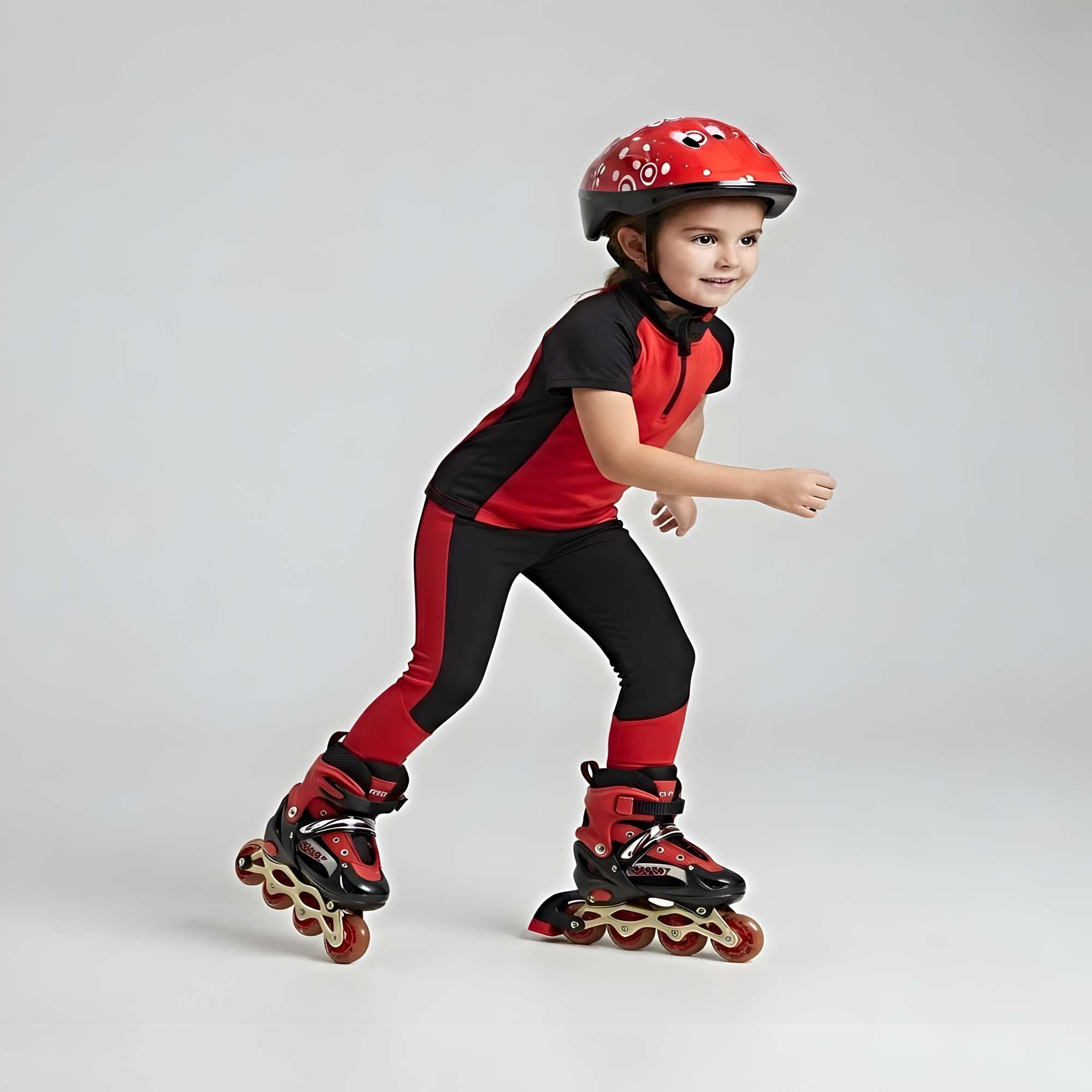 PATIN LINEAL CON LUCES MAS KIT COMPLETO TALLA S 31-34 ROJO-3