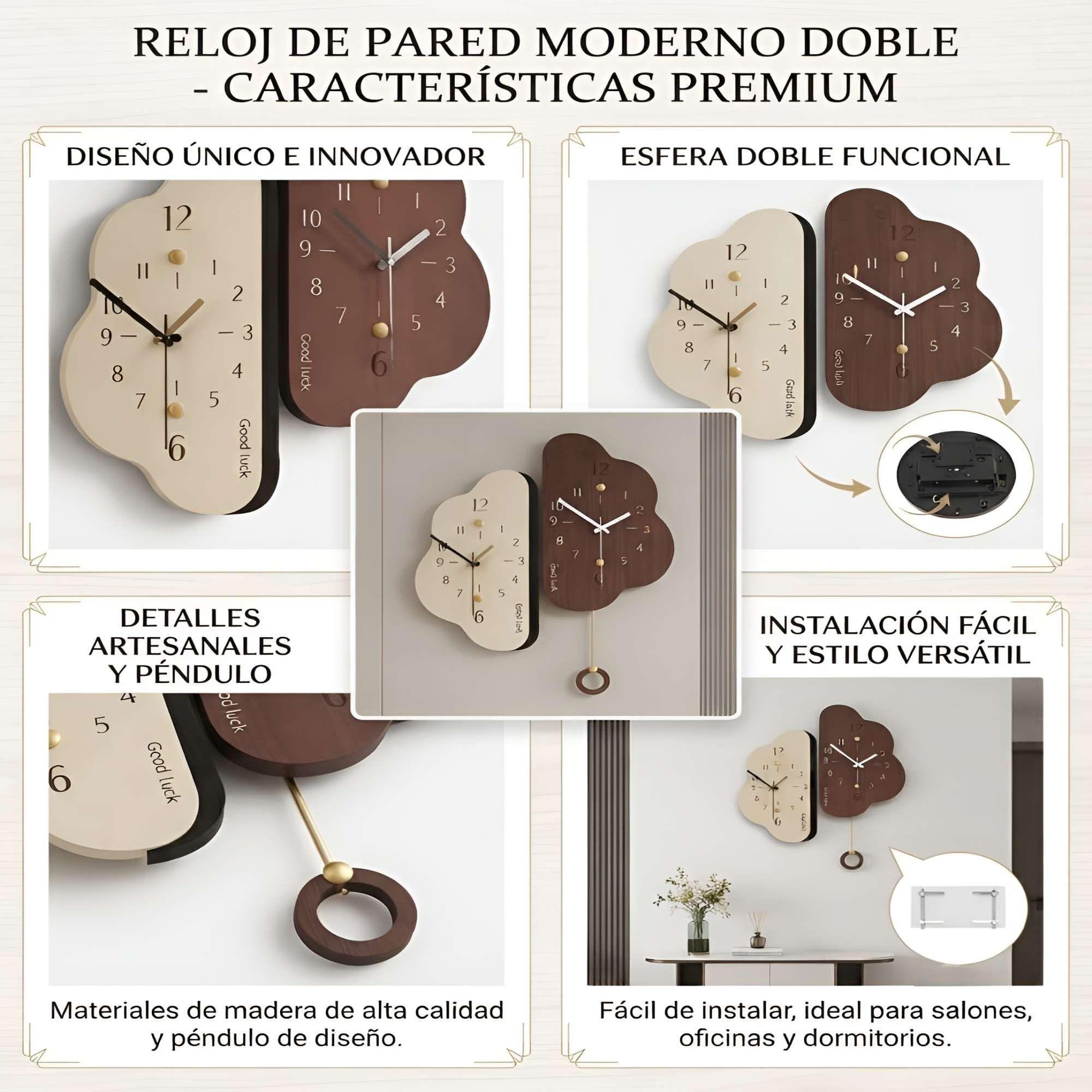 RELOJ DE PARED DECORATIVO CON PENDULO COLOR CAFÉ -3
