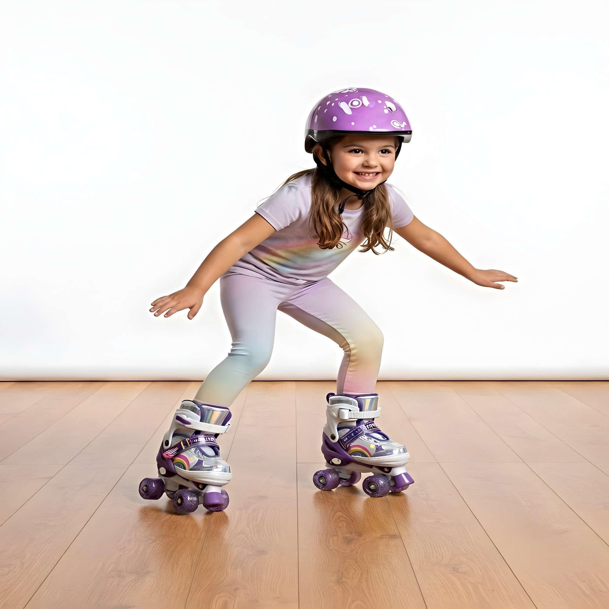 PATIN 4 RUEDAS CON LUCES MAS KIT COMPLETO TALLA M 35-38 MORADO-2