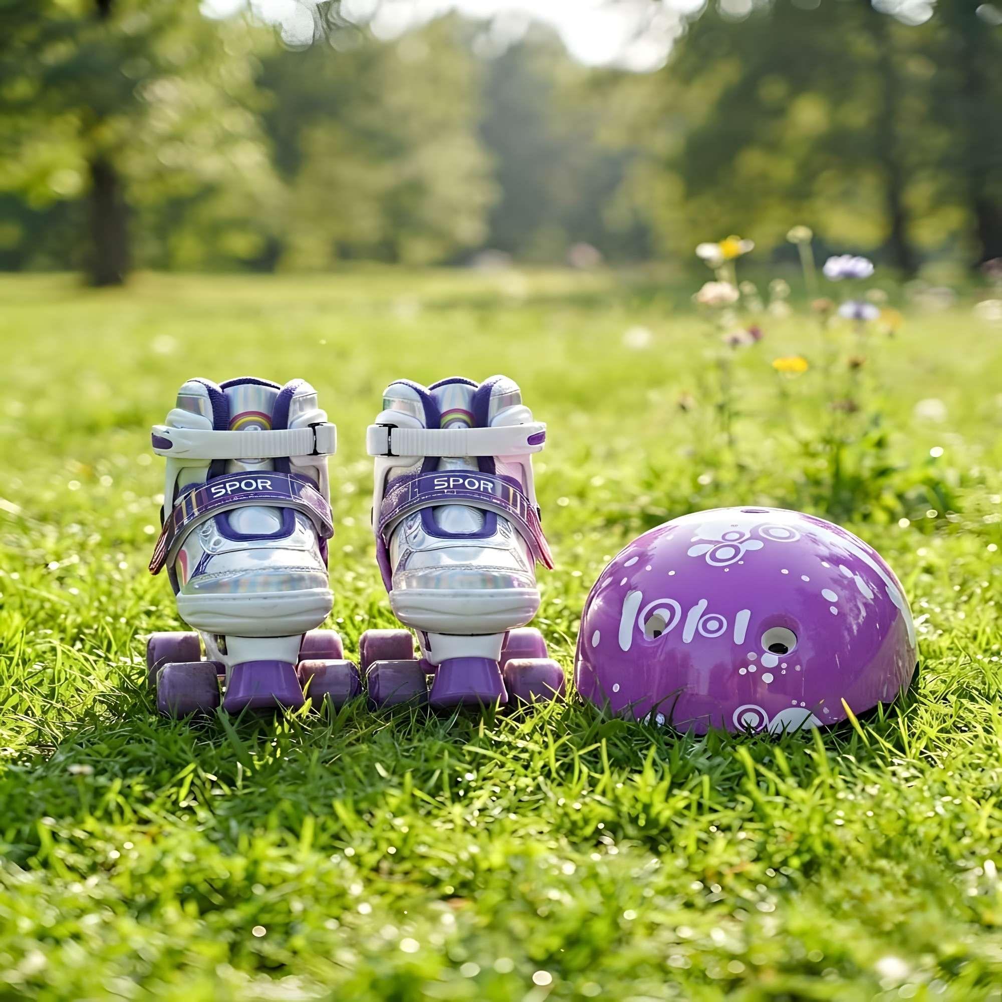 PATIN 4 RUEDAS CON LUCES MAS KIT COMPLETO TALLA M 35-38 MORADO-3