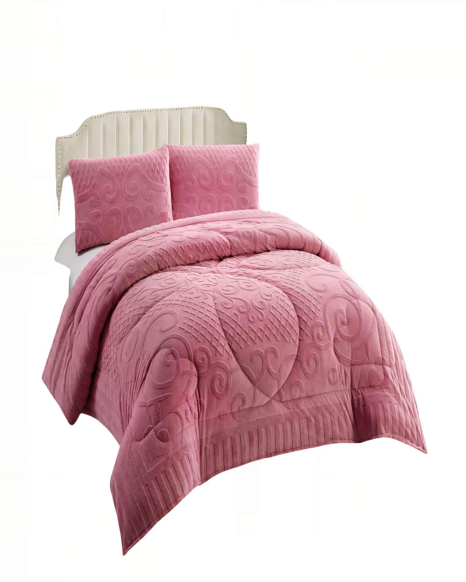 PLUMON PREMIUM CON TEXTURA   2 PLAZA COLOR ROSADO -0