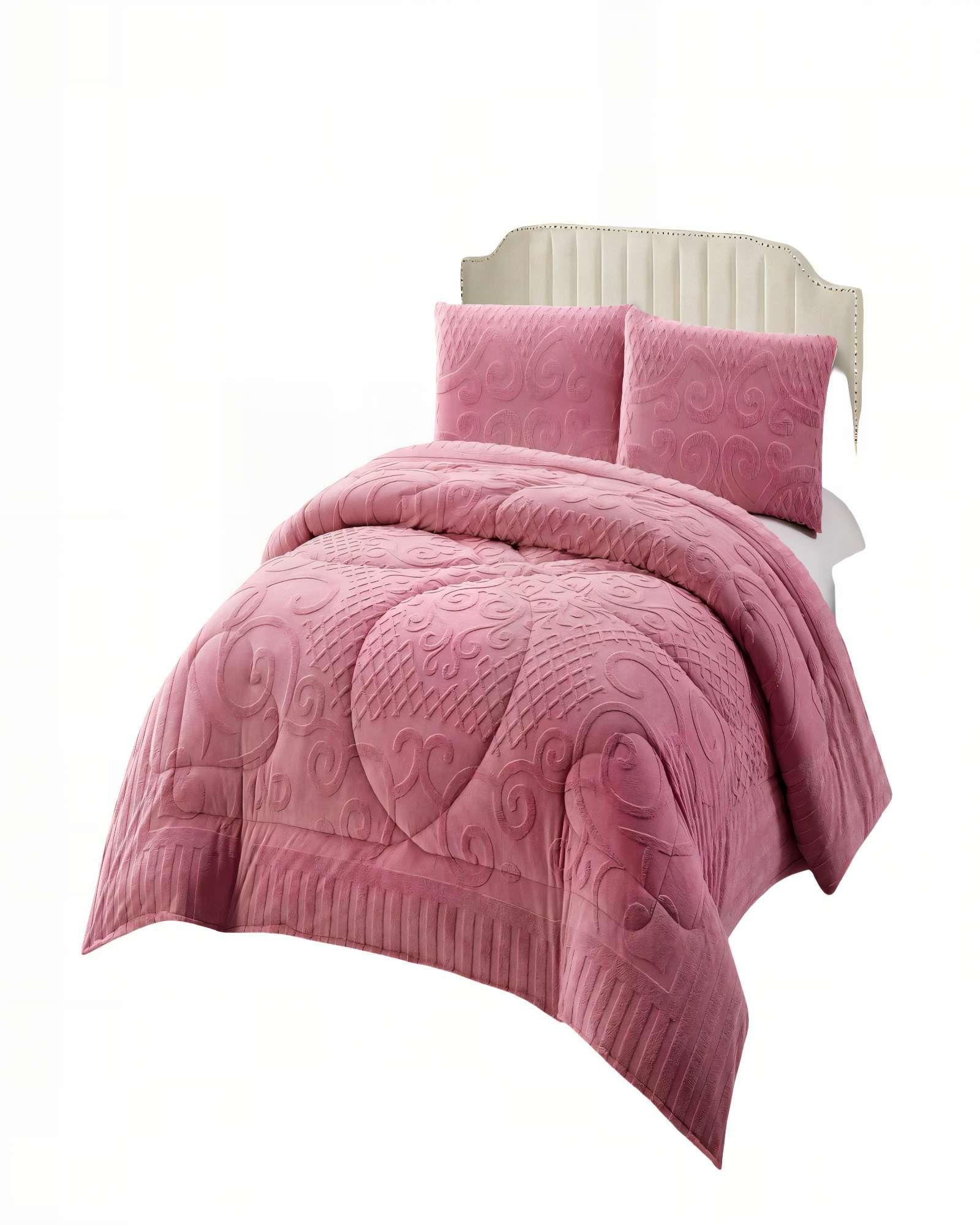 PLUMON PREMIUM CON TEXTURA   2 PLAZA COLOR ROSADO -1