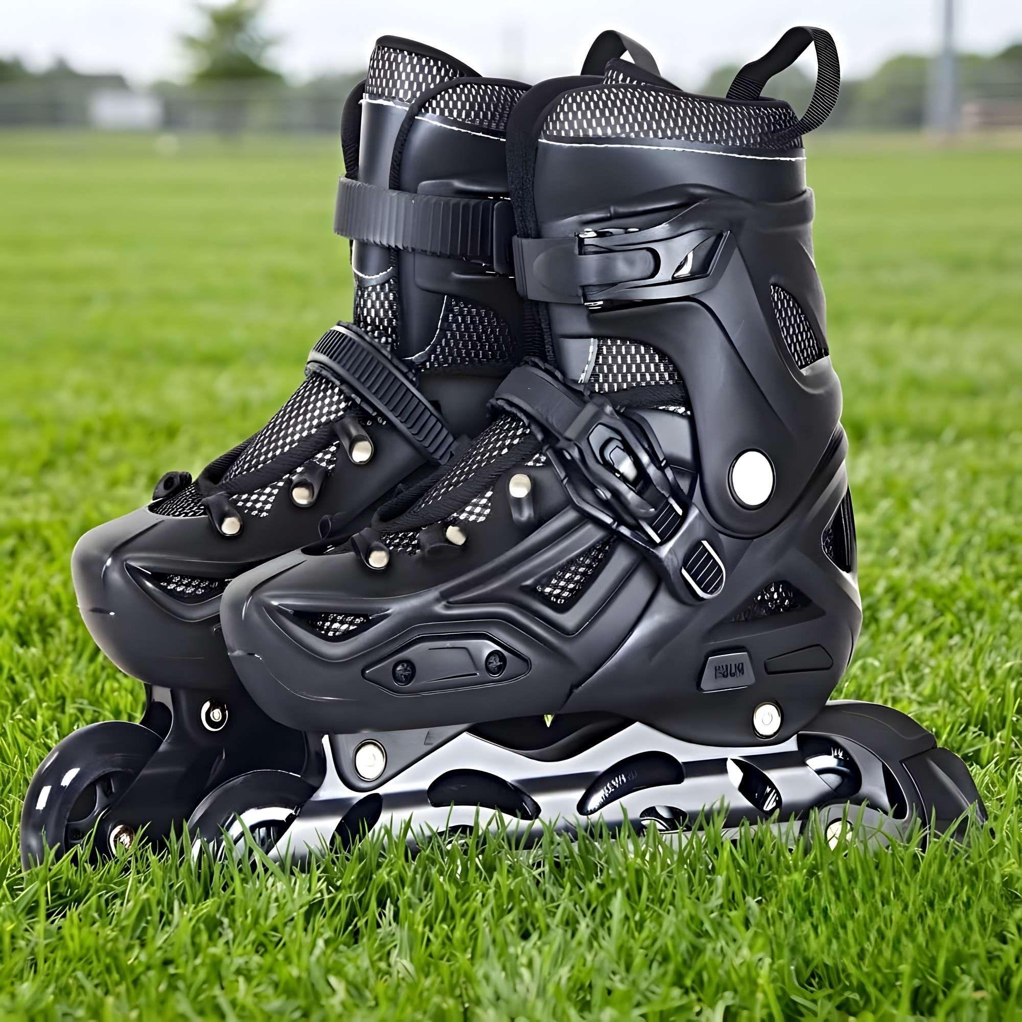 PATIN LINEAL CON LUCES MAS KIT COMPLETO TALLA S 31-34 NEGRO-1