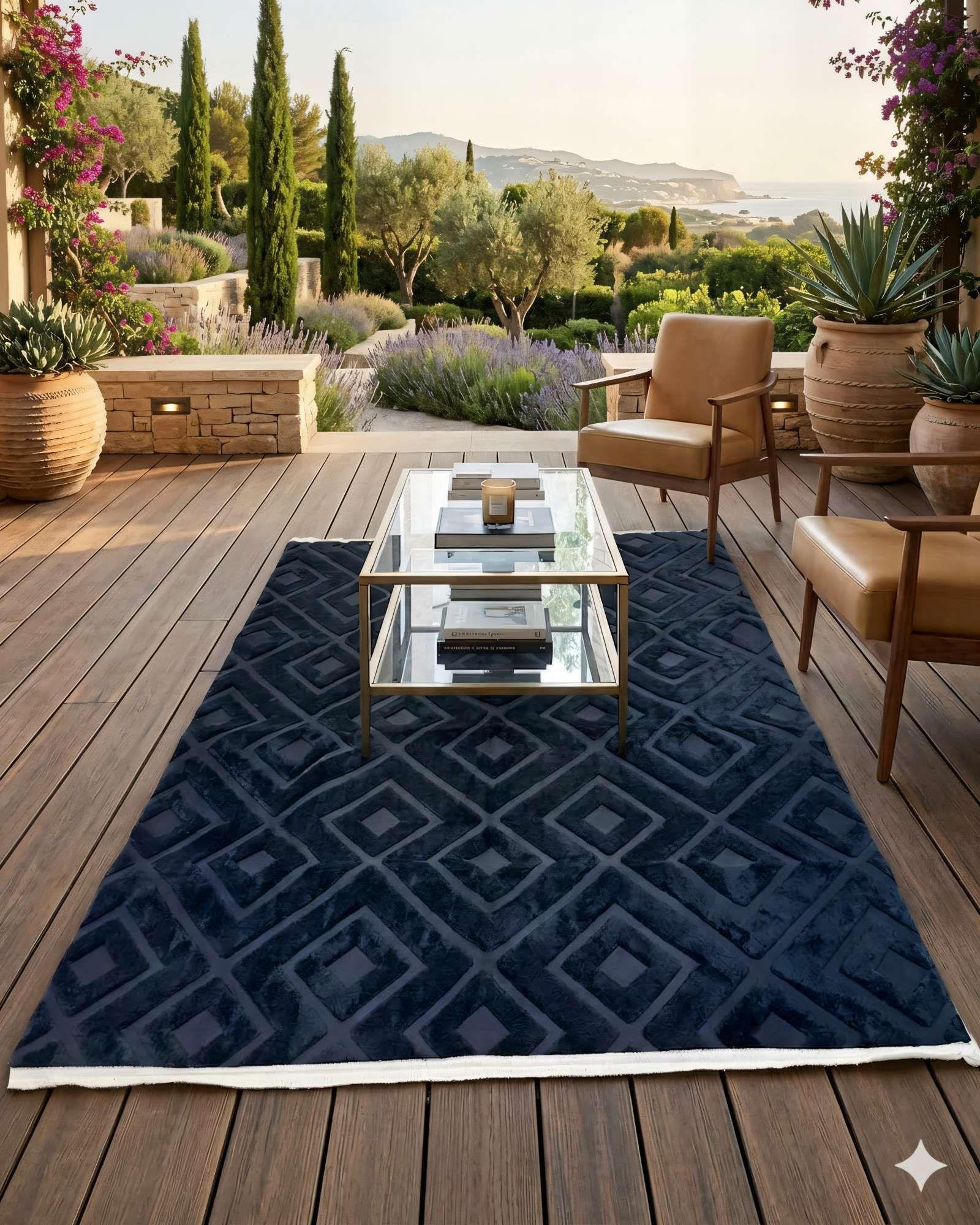 ALFOMBRA JACQUARD 150 X 200 DECORATIVA COLOR AZUL-3