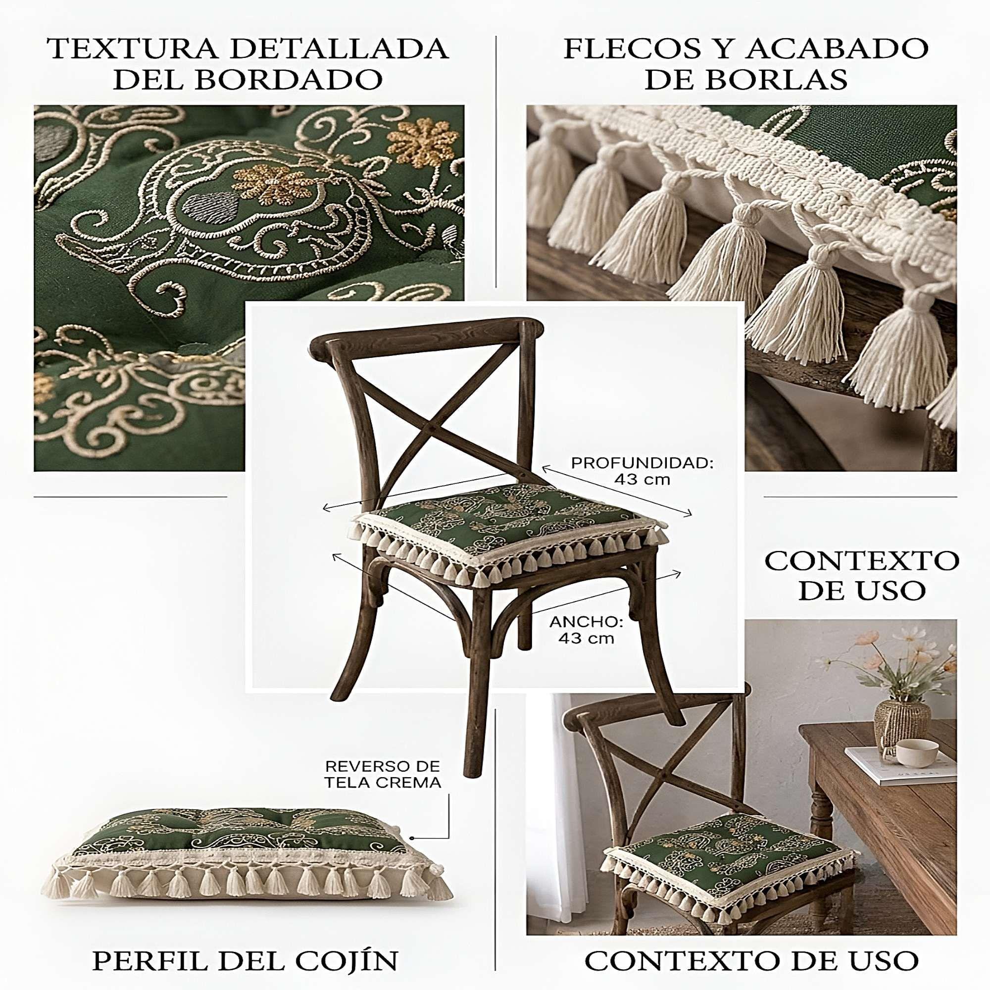 JUEGO DE 6 COJINES PARA SILLAS VERDE-2