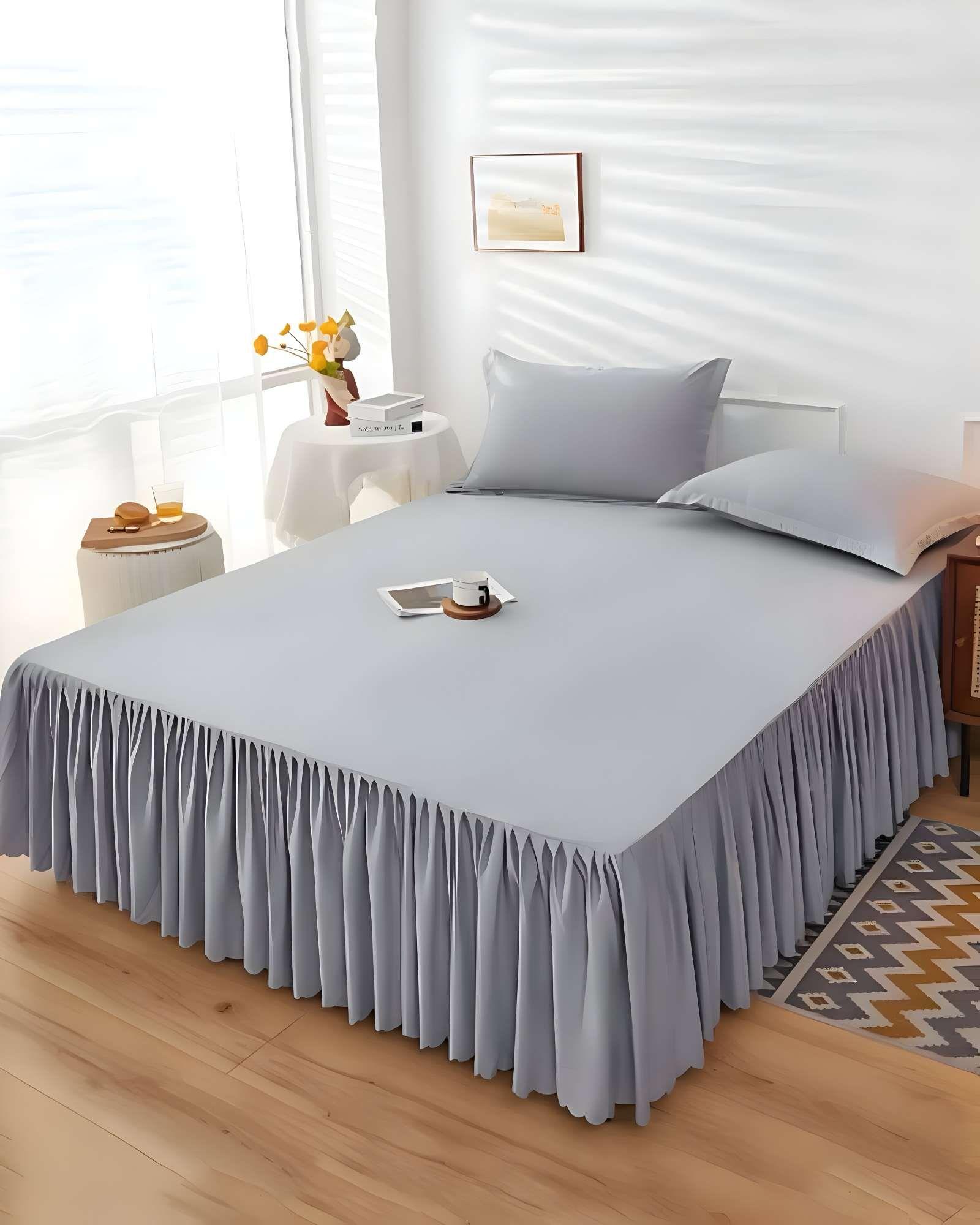 FALDÓN DE CAMA CON VOLADO PROTECTOR DE BASE DE CAMA KING 180X200 CM 06-3