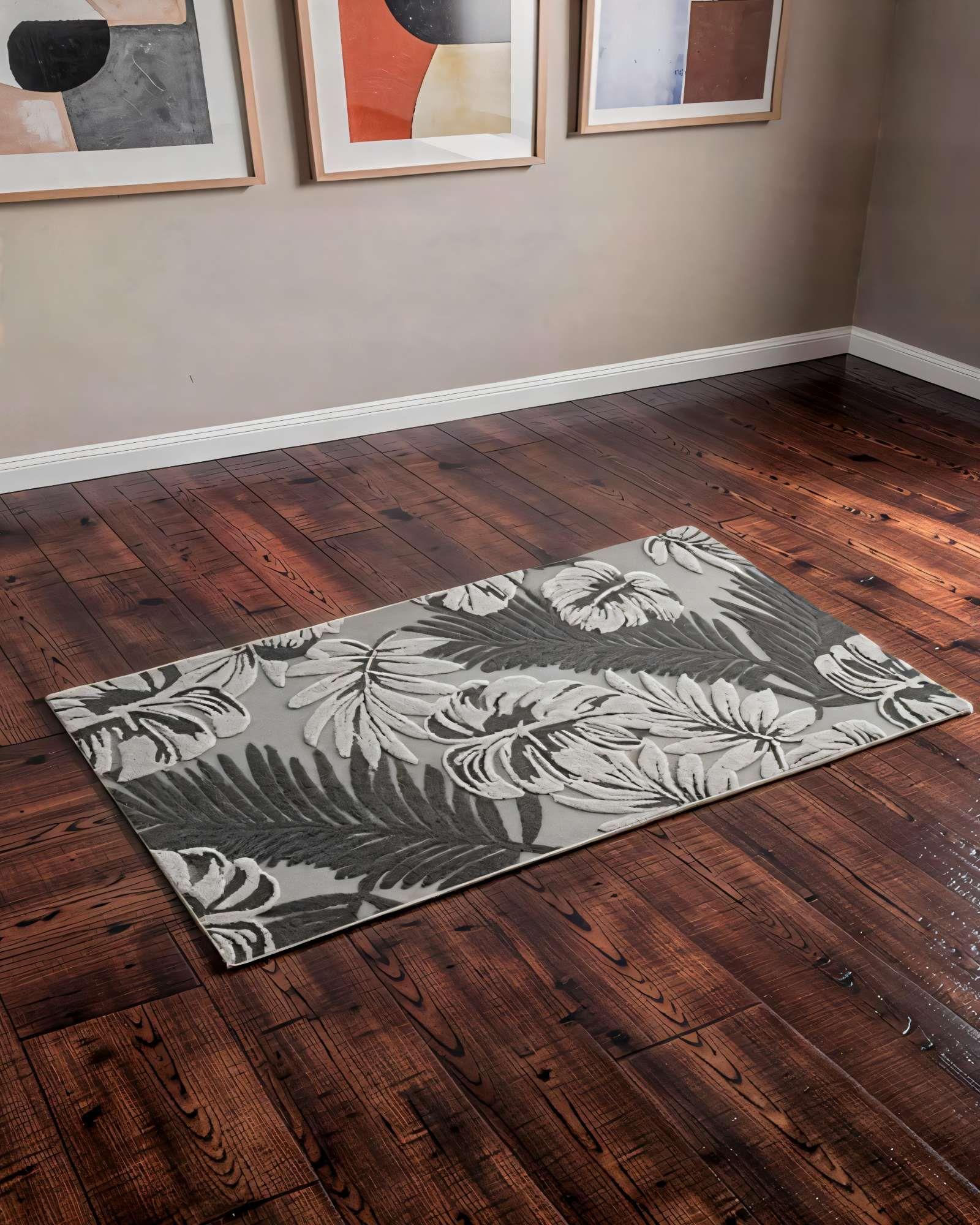 SET DE 2 ALFOMBRAS  DECORATIVA PARA INTERIORES DE HOJAS 80CMX120CM BICOLOR-3