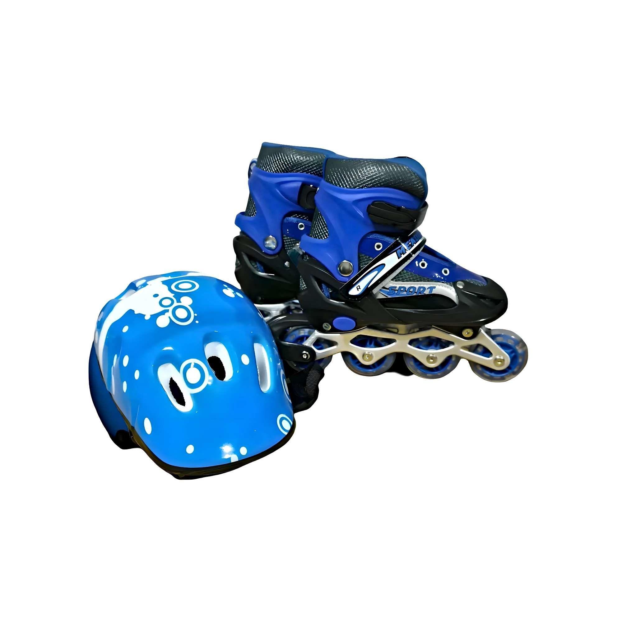 PATIN LINEAL CON LUCES MAS KIT COMPLETO TALLA S 31-34 AZUL OSCURO-2