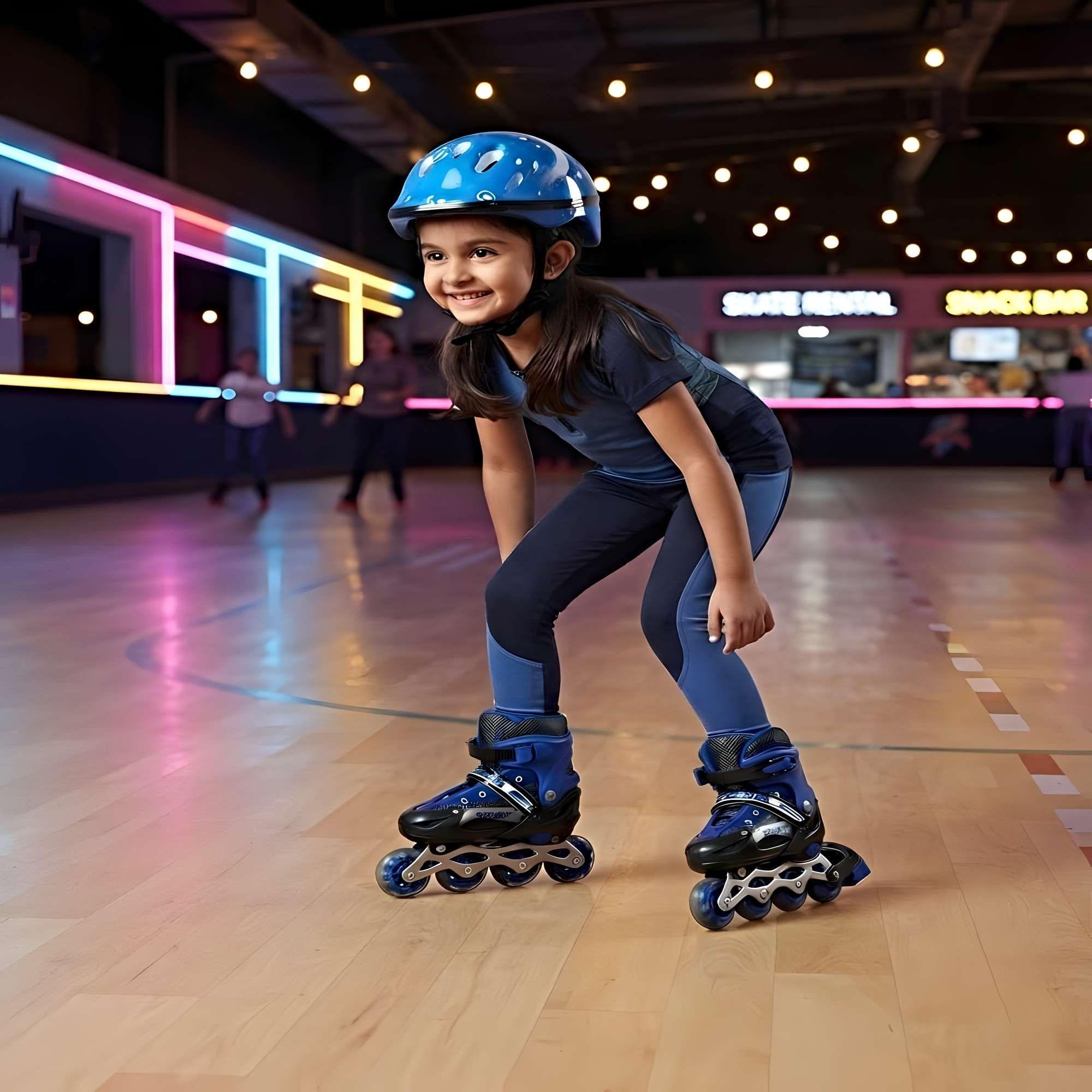PATIN LINEAL CON LUCES MAS KIT COMPLETO TALLA S 31-34 AZUL OSCURO-3