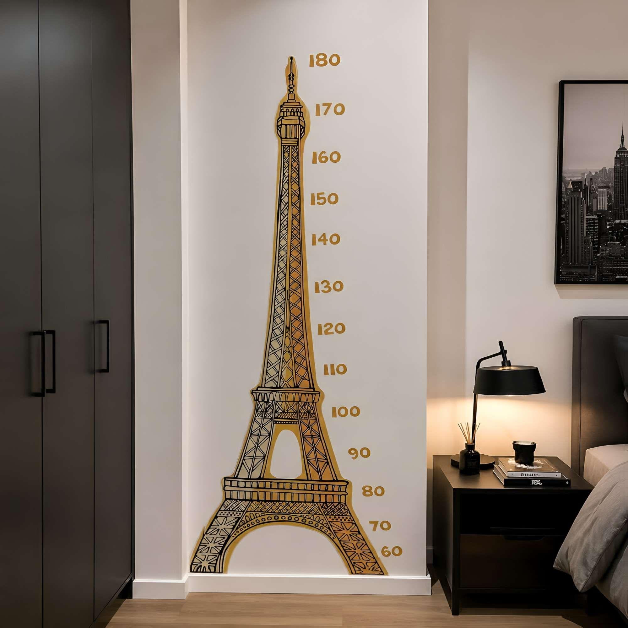 VINILO DECORATIVO TORRE EIFELL CON MEDIDOR DE ESTATURA  -2