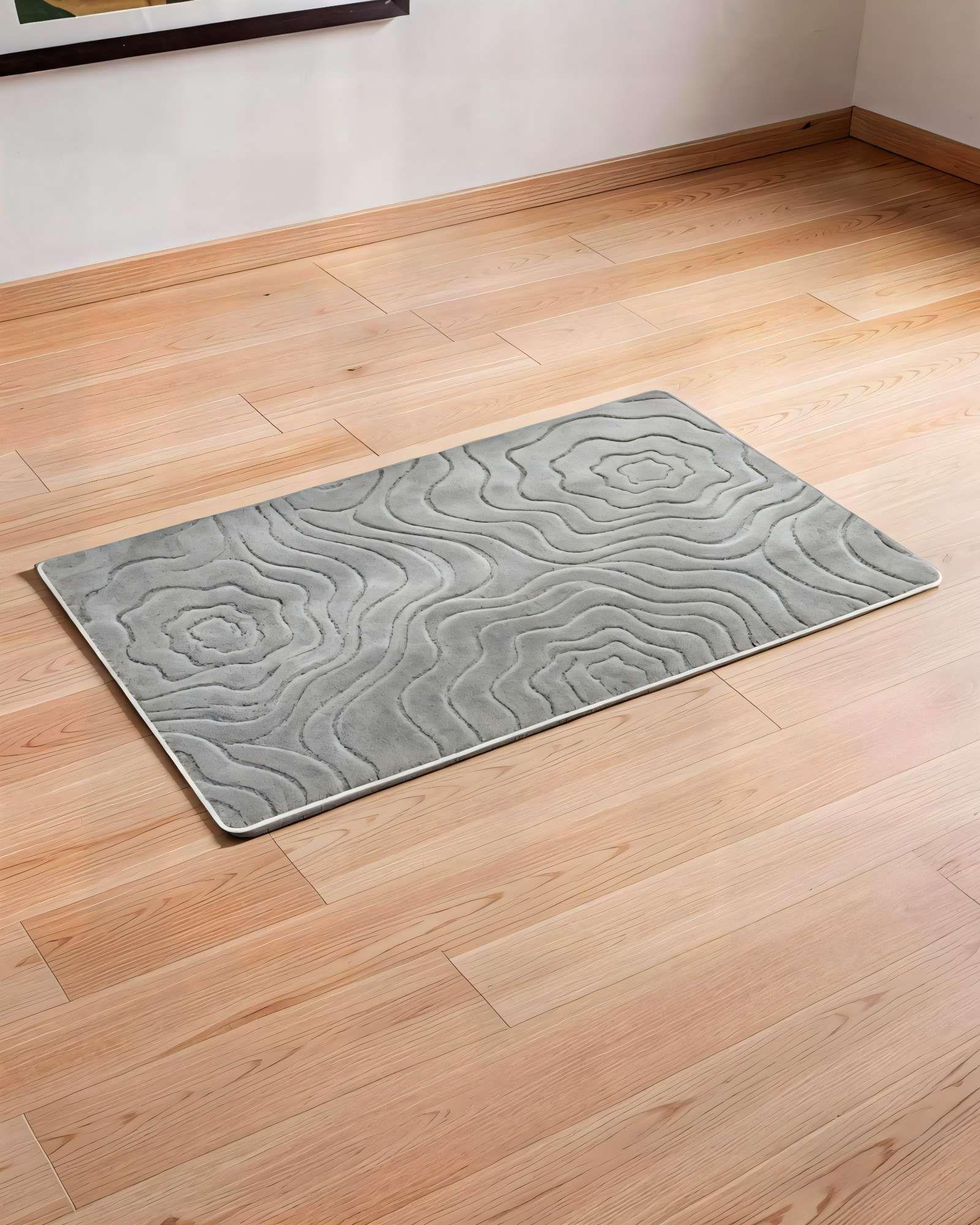 SET DE 2 ALFOMBRAS  DECORATIVA PARA INTERIORES DE ONDAS 80CMX120CM COLOR GRIS-2