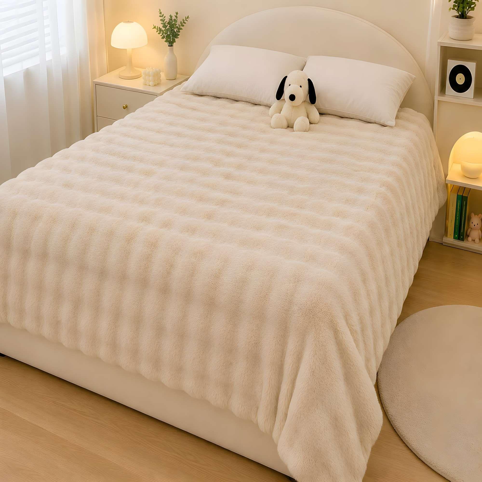 FRAZADA PREMIUN 2 PLAZA TEXTURIZADA COLOR BEIGE-2