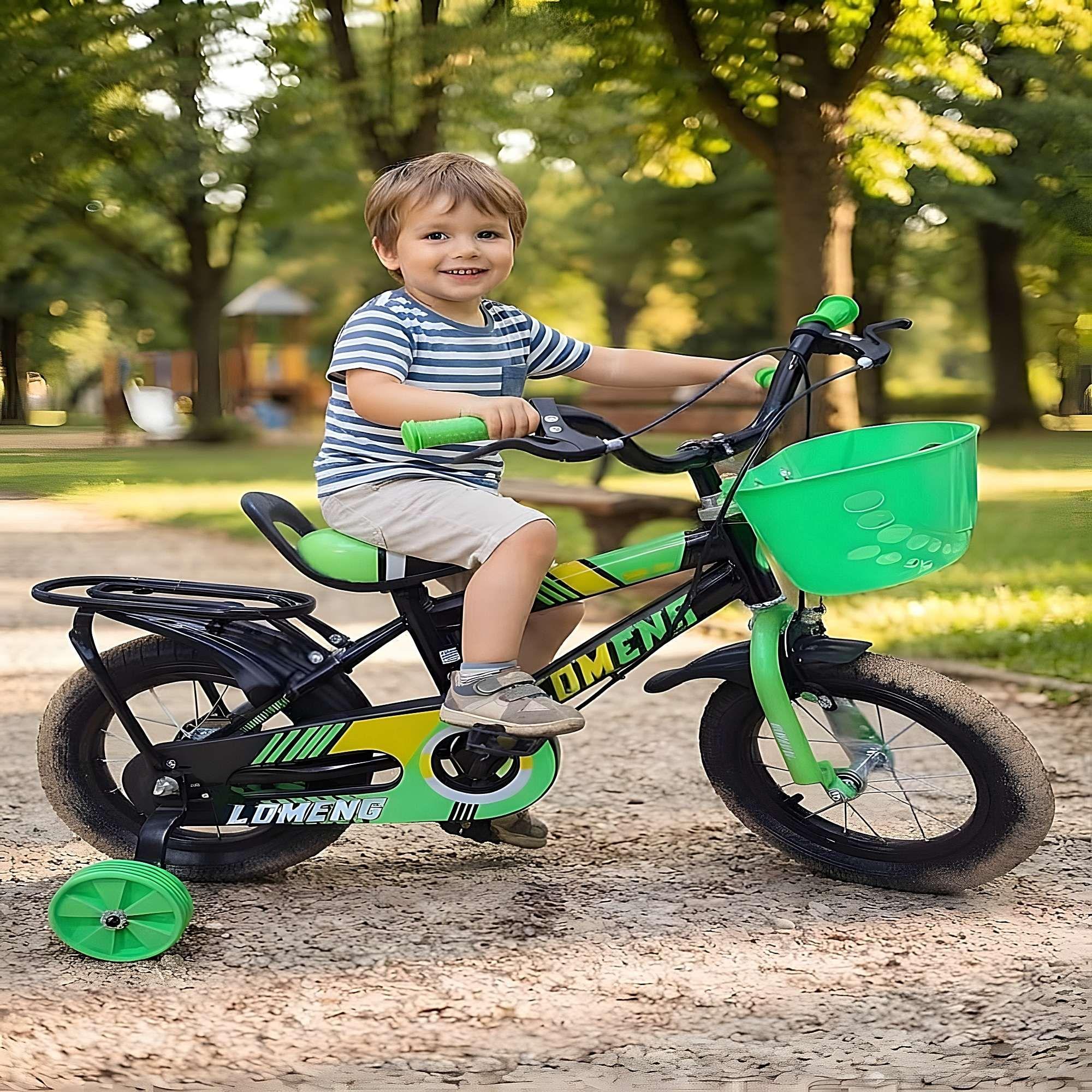 BICICLETA INFANTIL ARO 14 CON RUEDITAS COLOR VERDE-3