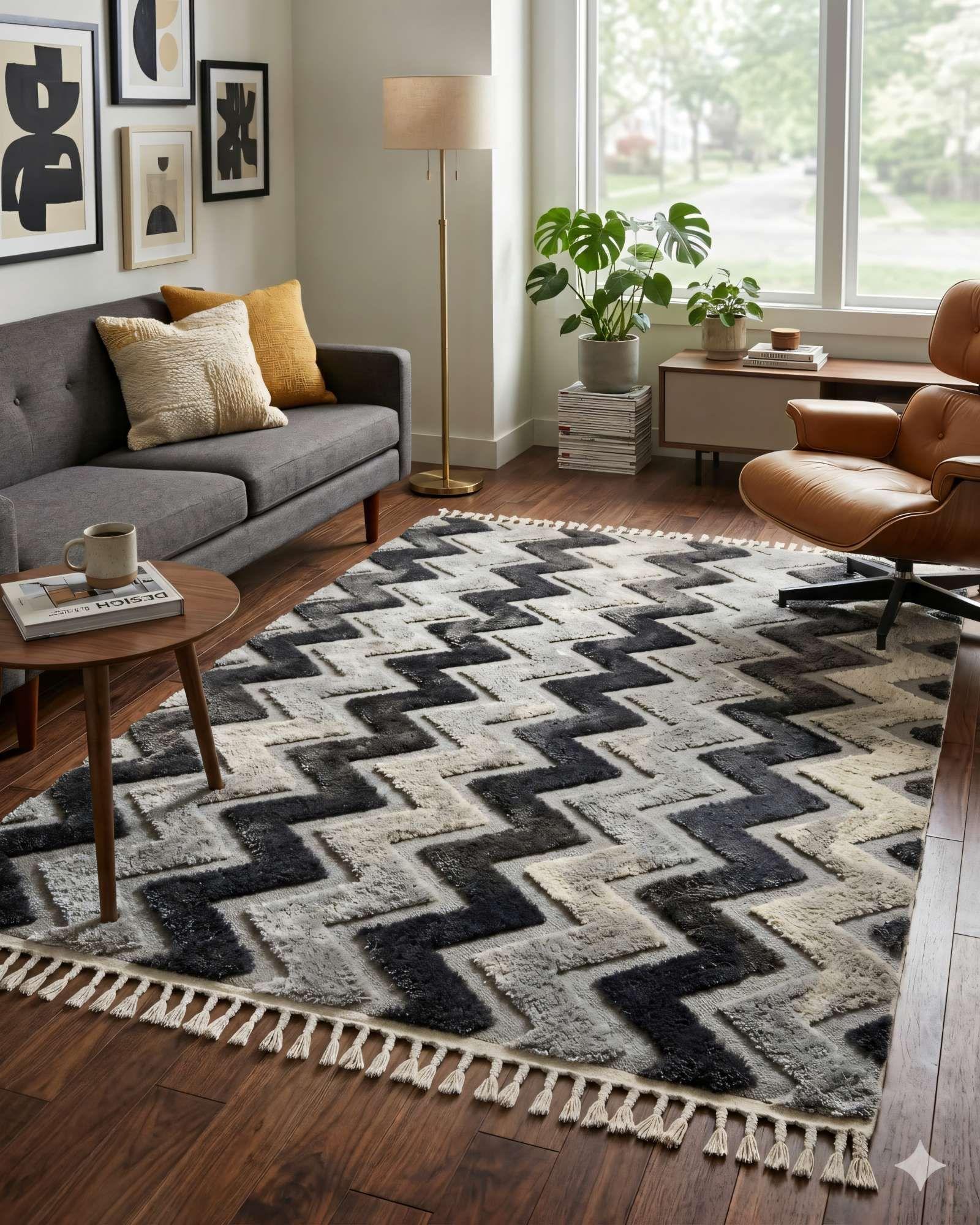 ALFOMBRA JACQUARD 180 X 200  DECORATIVA BICOLOR 8-3