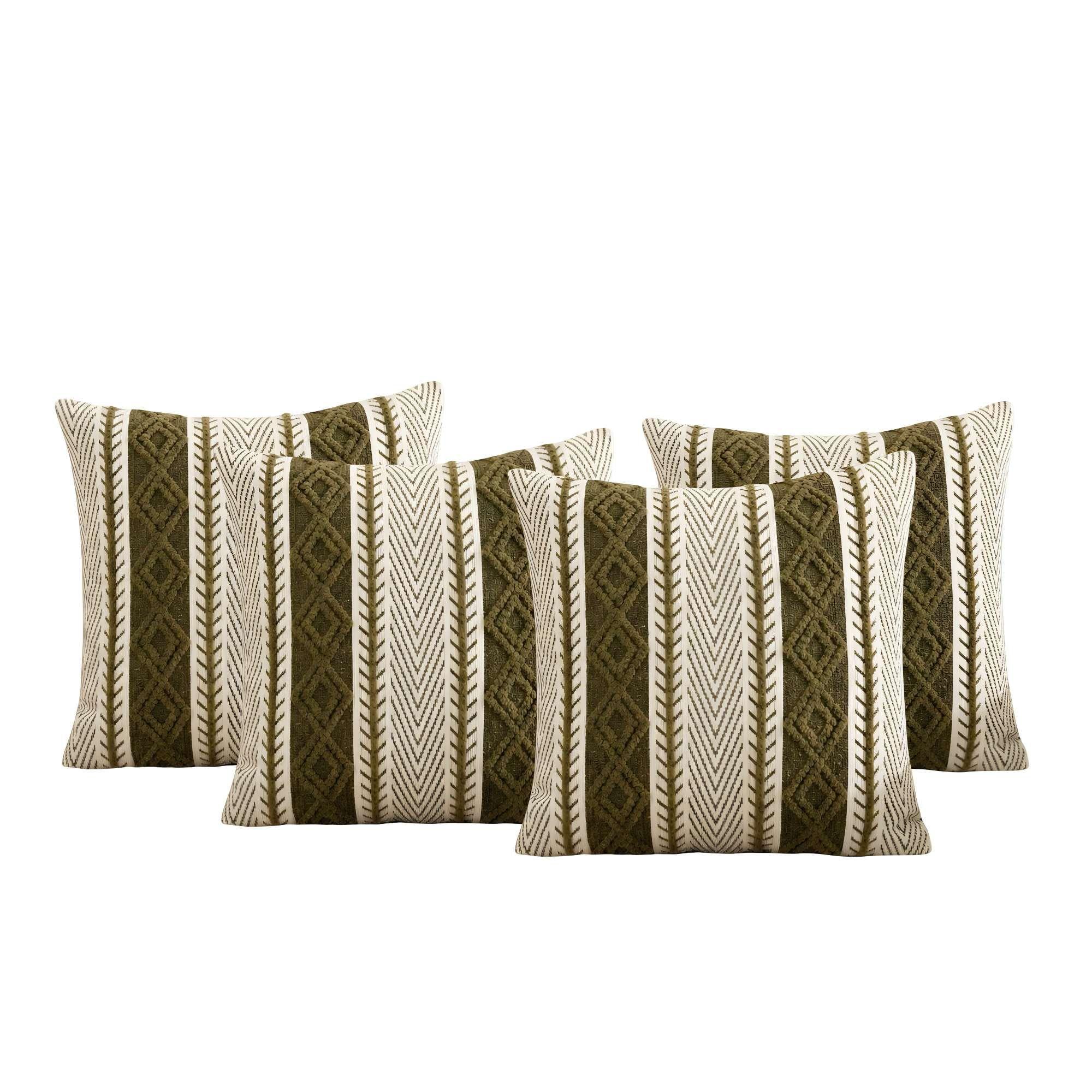 JUEGO DE 4 FUNDAS DE COJIN ESTILO ETNICO COLOR MARRON-3