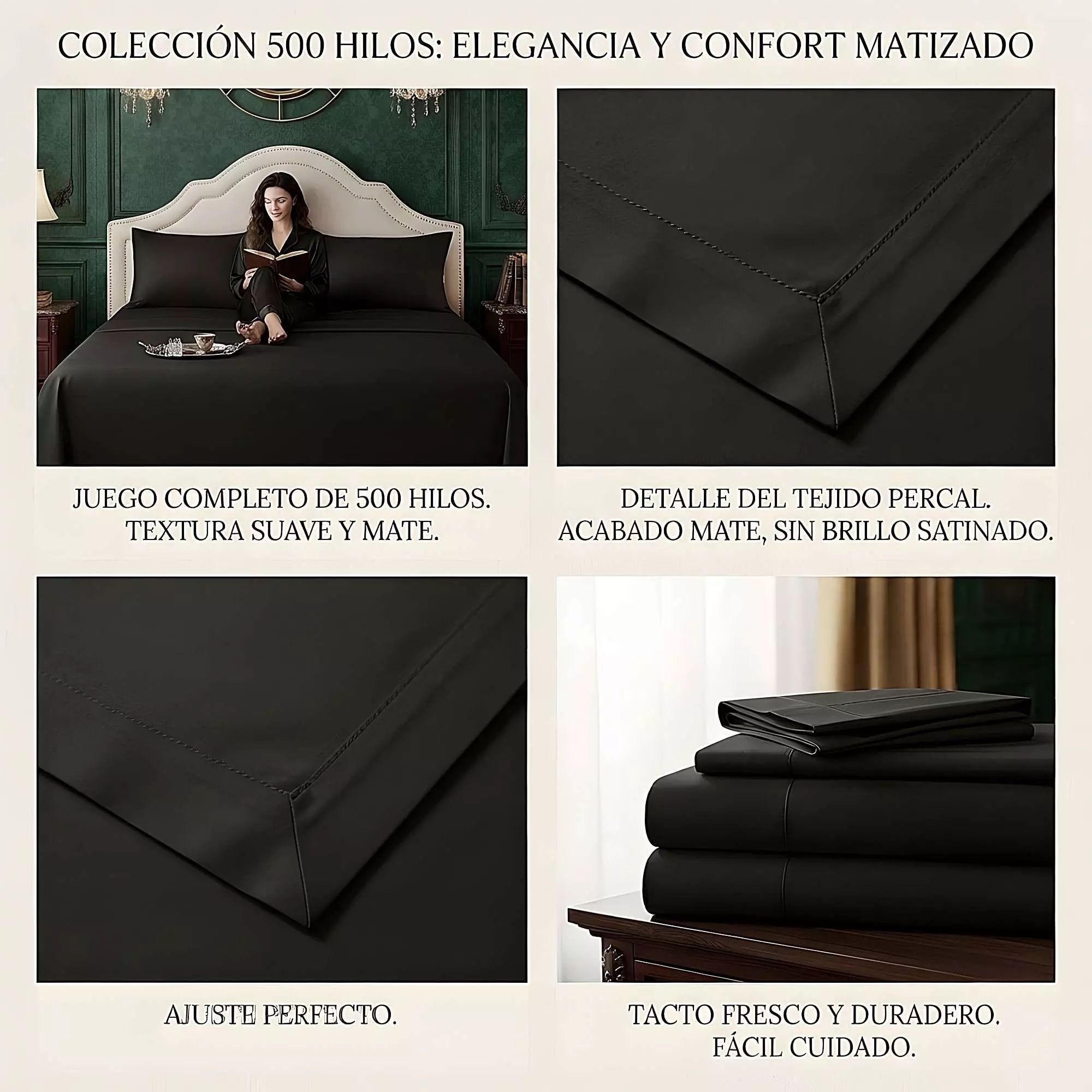 KIT DE SABANAS DE 500 HILOS 1,5 PLAZA W2-3