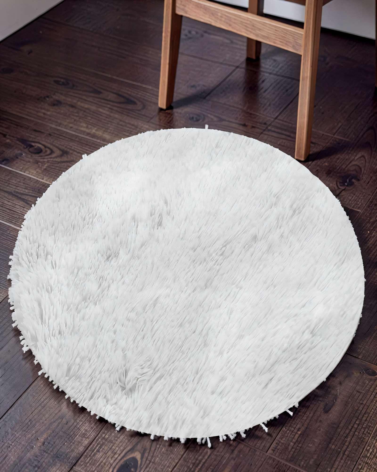 ALFOMBRA REDONDA 150CM X 150CM DECORATIVA COLOR BLANCO-3