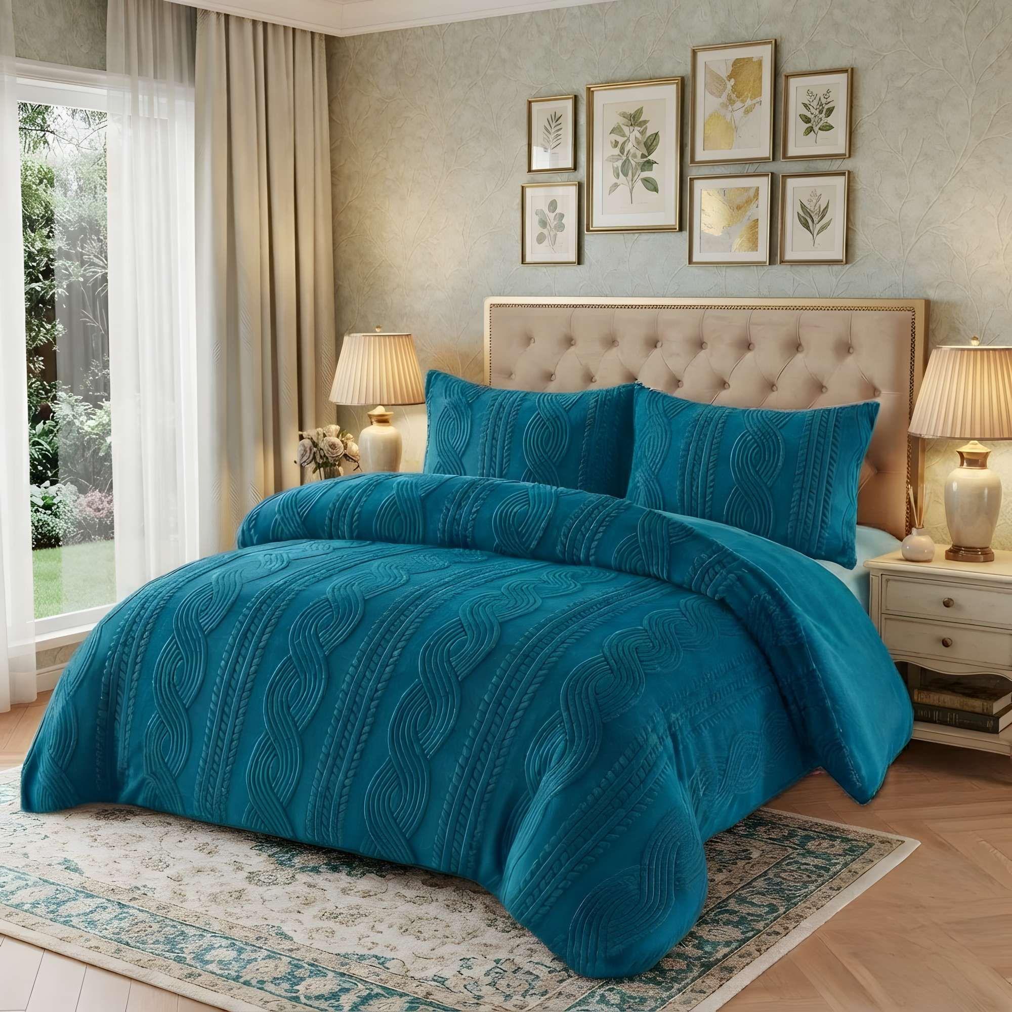 PLUMON SOFT TEXTURIZADO CON CHIPORRO 2 PLAZA COLOR AZUL-1