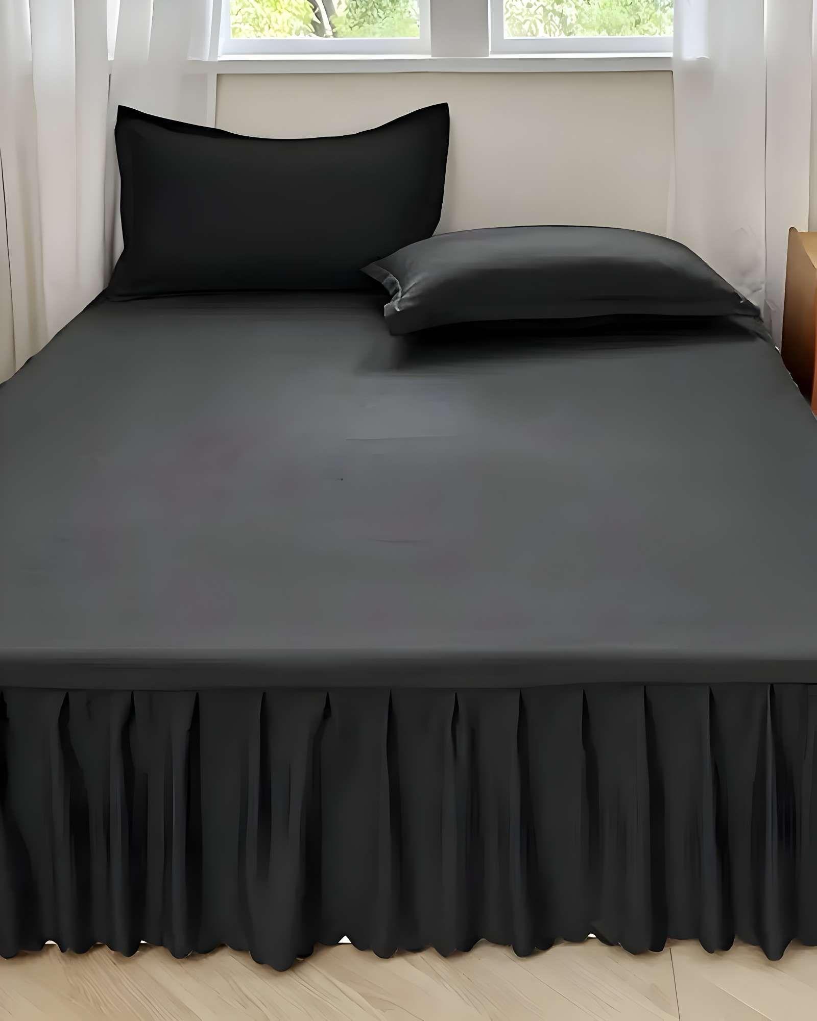 FALDÓN DE CAMA CON VOLADO PROTECTOR DE BASE DE CAMA 2 PLAZAS 150X200 CM 04-2