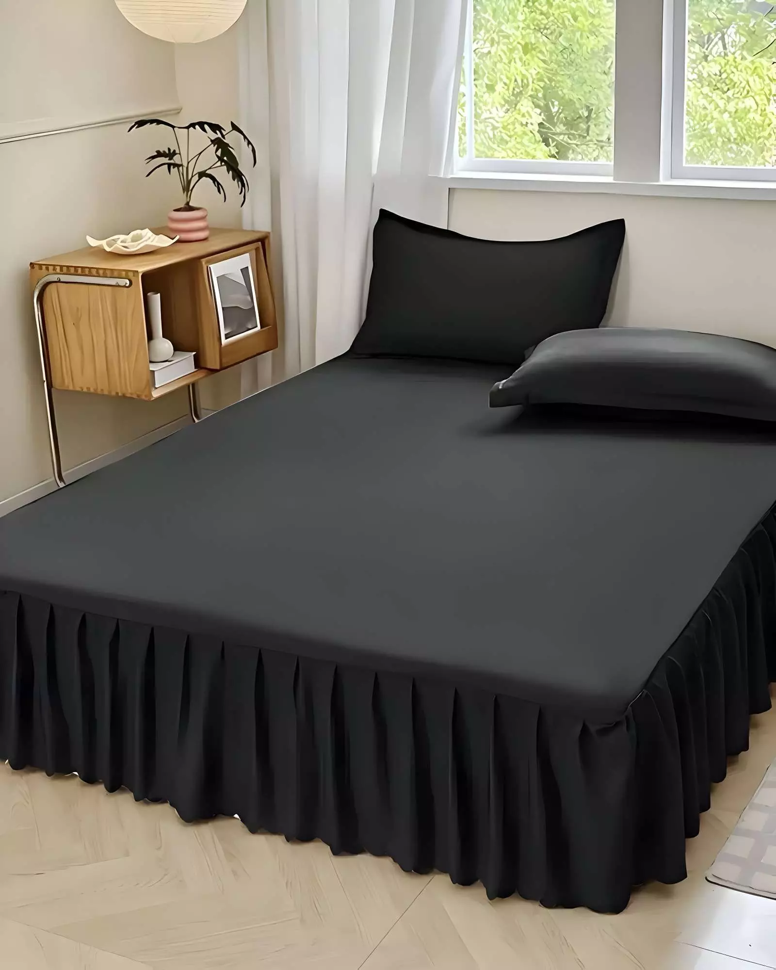 FALDÓN DE CAMA CON VOLADO PROTECTOR DE BASE DE CAMA 2 PLAZAS 150X200 CM 04-3