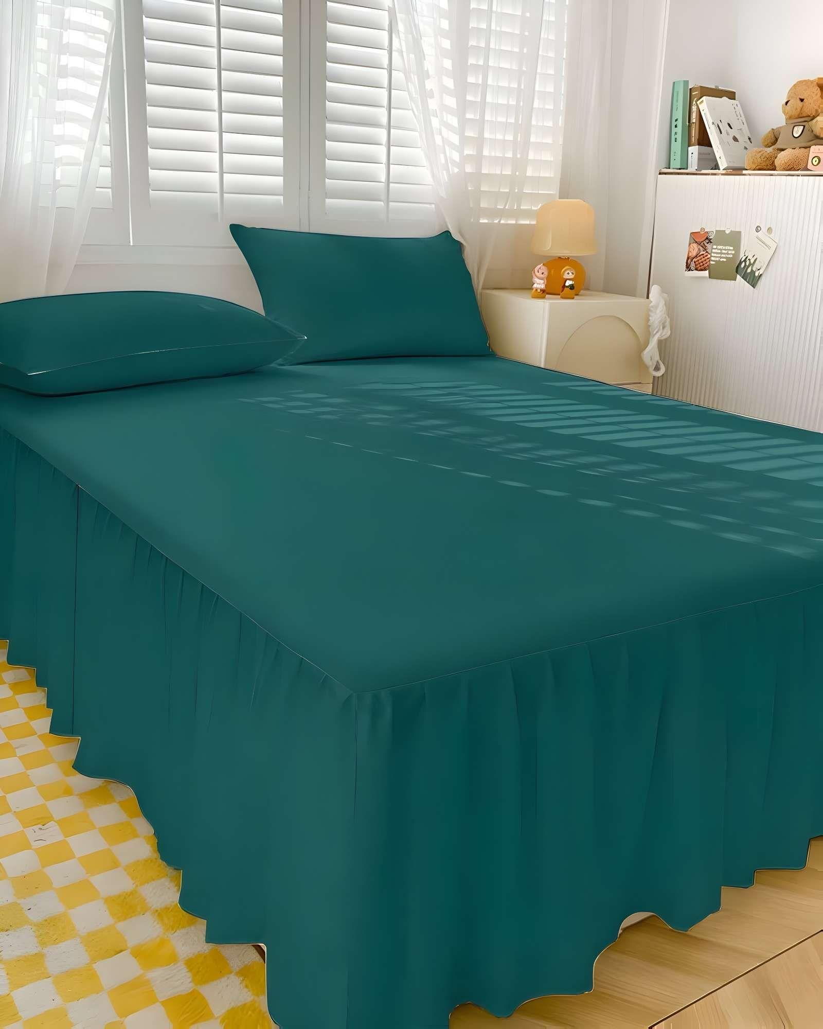 FALDÓN DE CAMA CON VOLADO PROTECTOR DE BASE DE CAMA 2 PLAZAS 150X200 CM 07-3