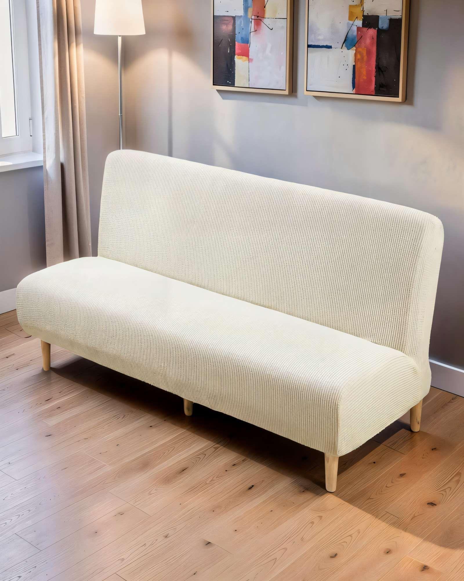 FUNDA DE SOFA REVESTIMIENTO ELASTICO FUTON CUADRILLE COLOR BLANCO-3