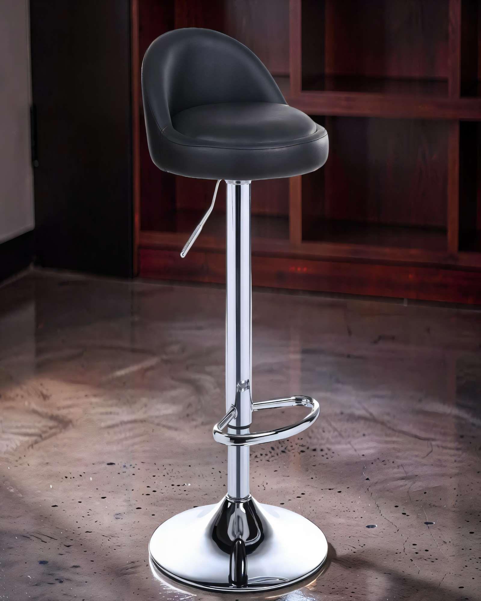 SILLA PARA BAR CON BASE DE METAL Y ESPALDAR COLOR NEGRO-3