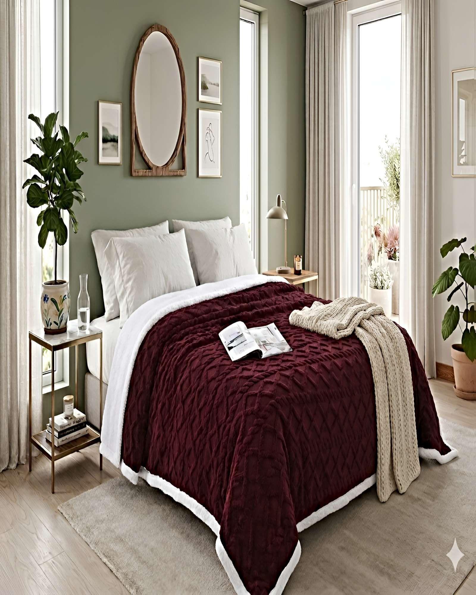 FRAZADA TEXTURIZADA CON SHERPA 2P BURDEO-3