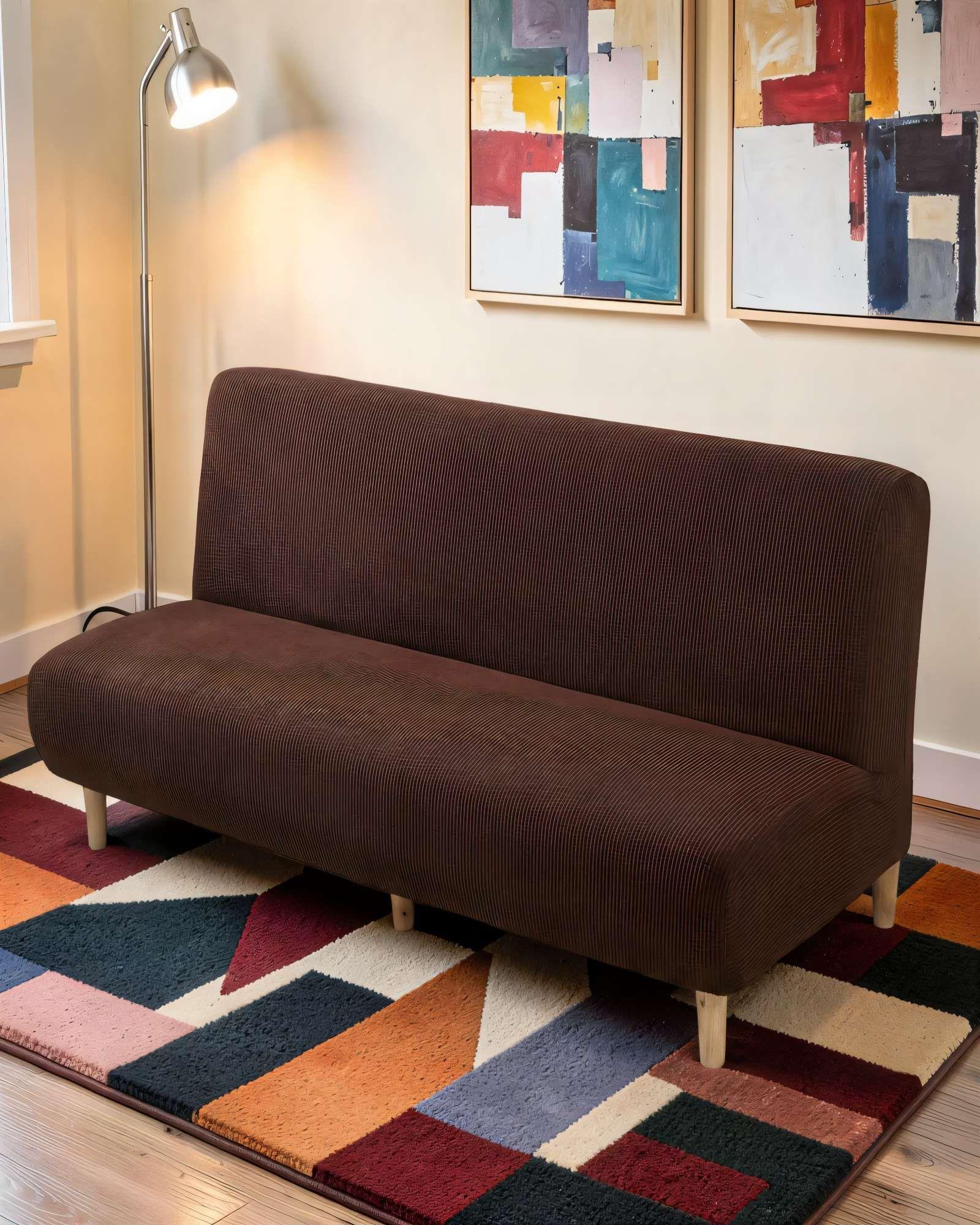 FUNDA DE SOFA REVESTIMIENTO ELASTICO FUTON CUADRILLE COLOR CAFÉ-3