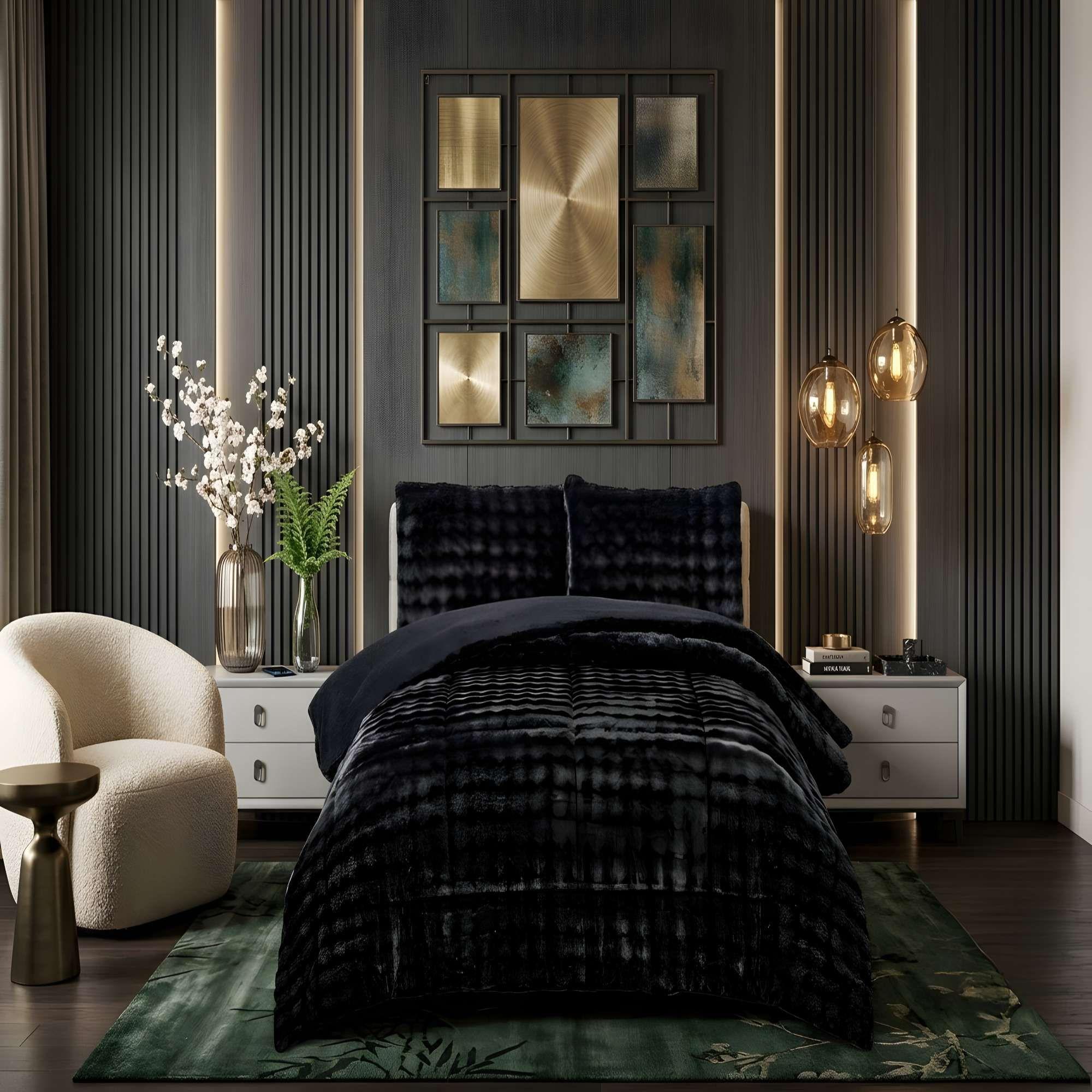 COBERTOR INVIERNO DE ALTO CONFORT 2 PLAZA 230CM X 250CM COLOR NEGRO-0