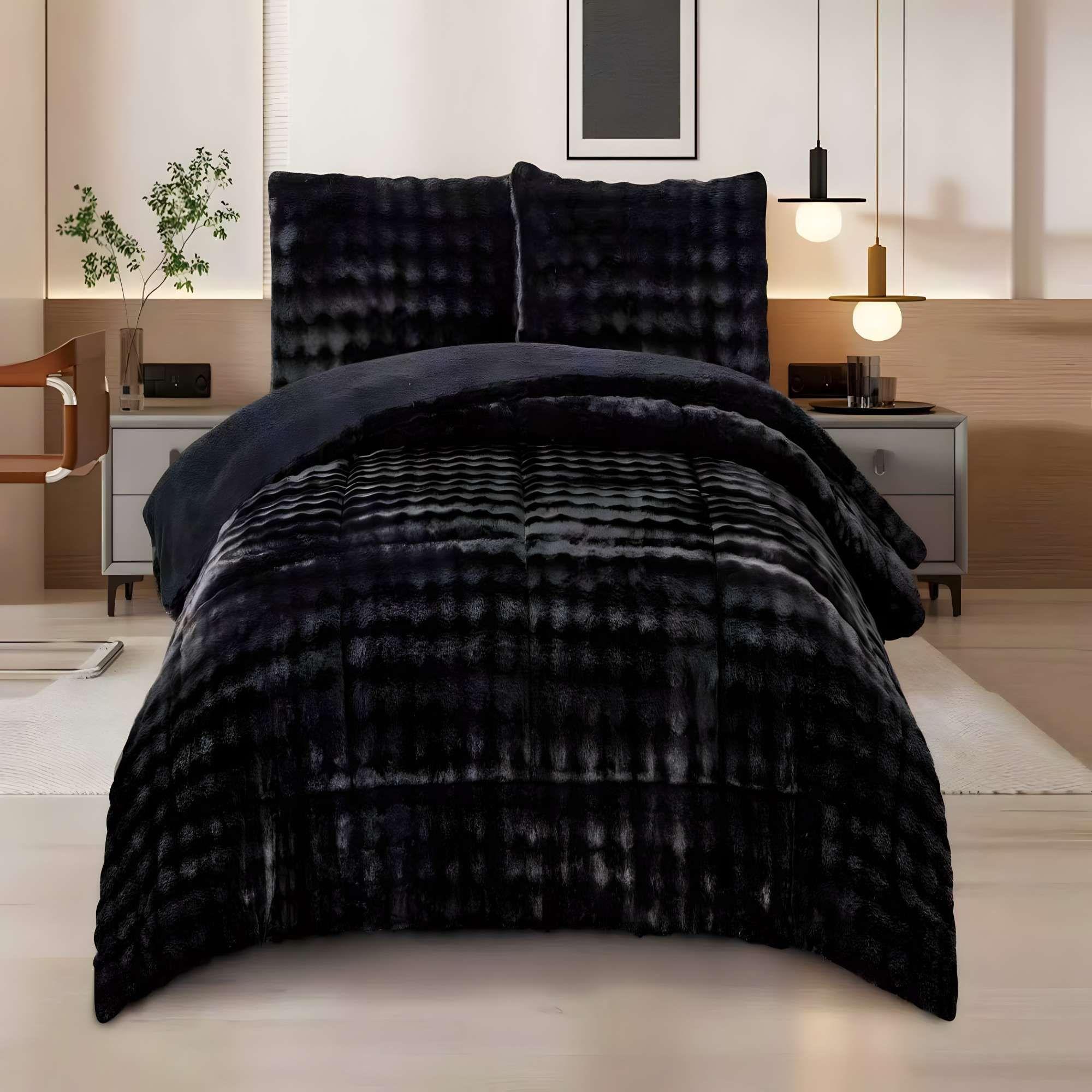 COBERTOR INVIERNO DE ALTO CONFORT 2 PLAZA 230CM X 250CM COLOR NEGRO-2