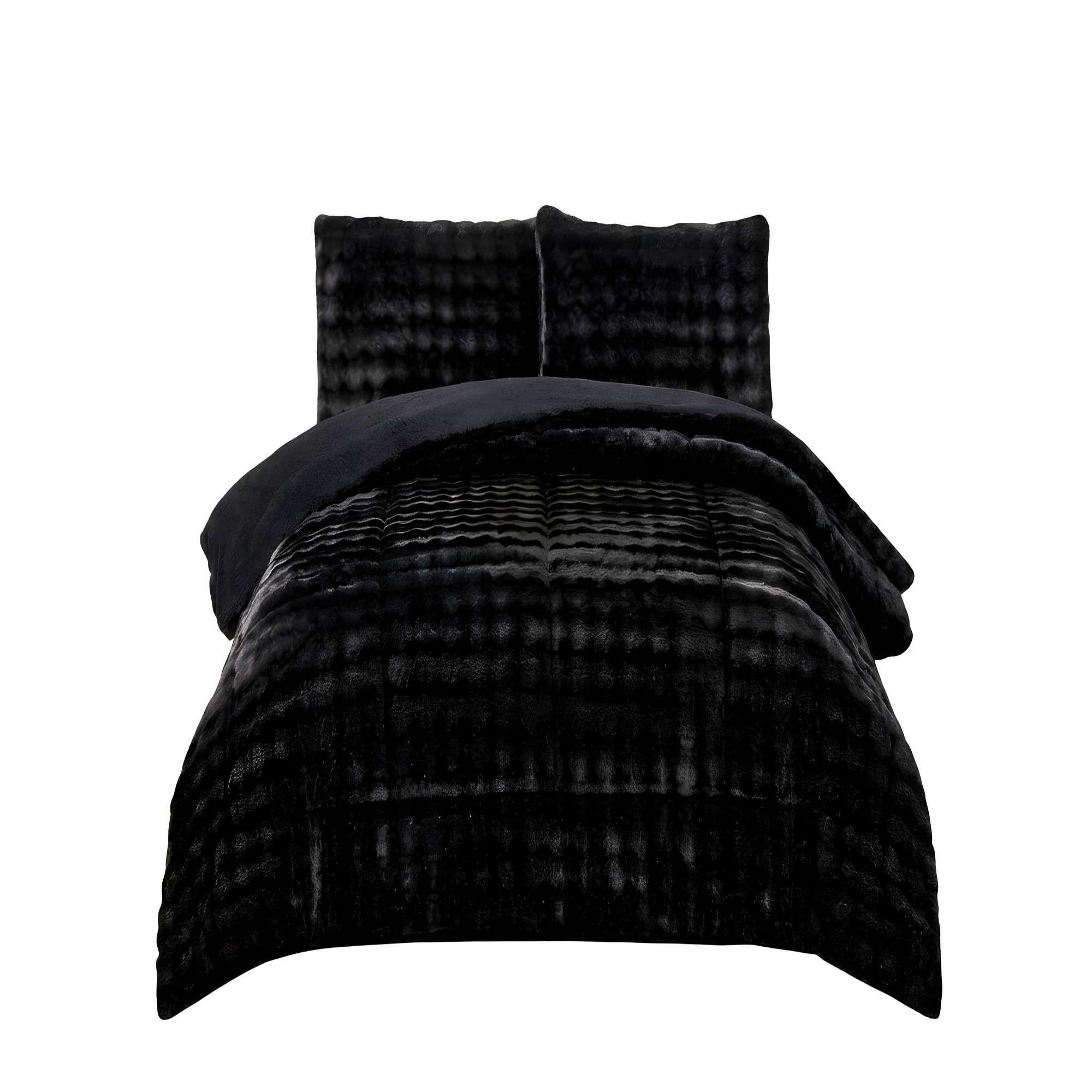 COBERTOR INVIERNO DE ALTO CONFORT 2 PLAZA 230CM X 250CM COLOR NEGRO-3
