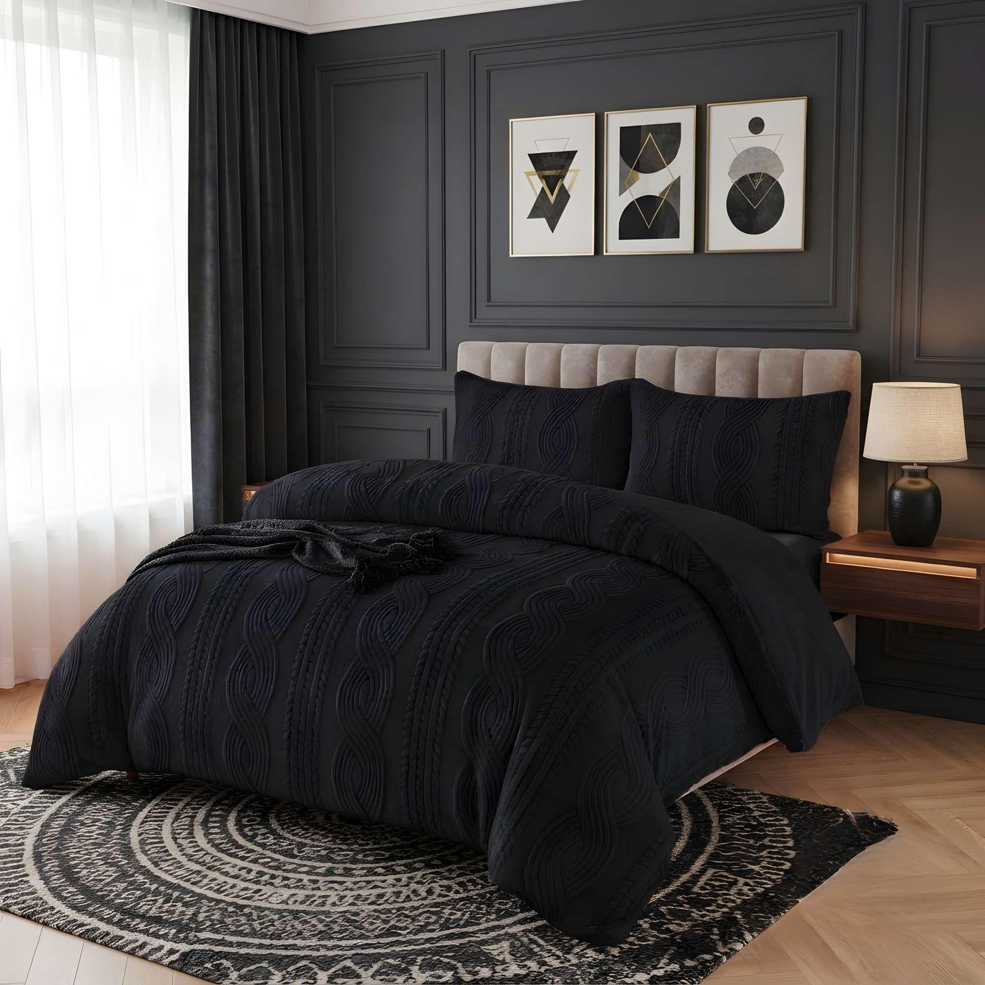 PLUMON SOFT TEXTURIZADO CON CHIPORRO 2 PLAZA COLOR NEGRO-0