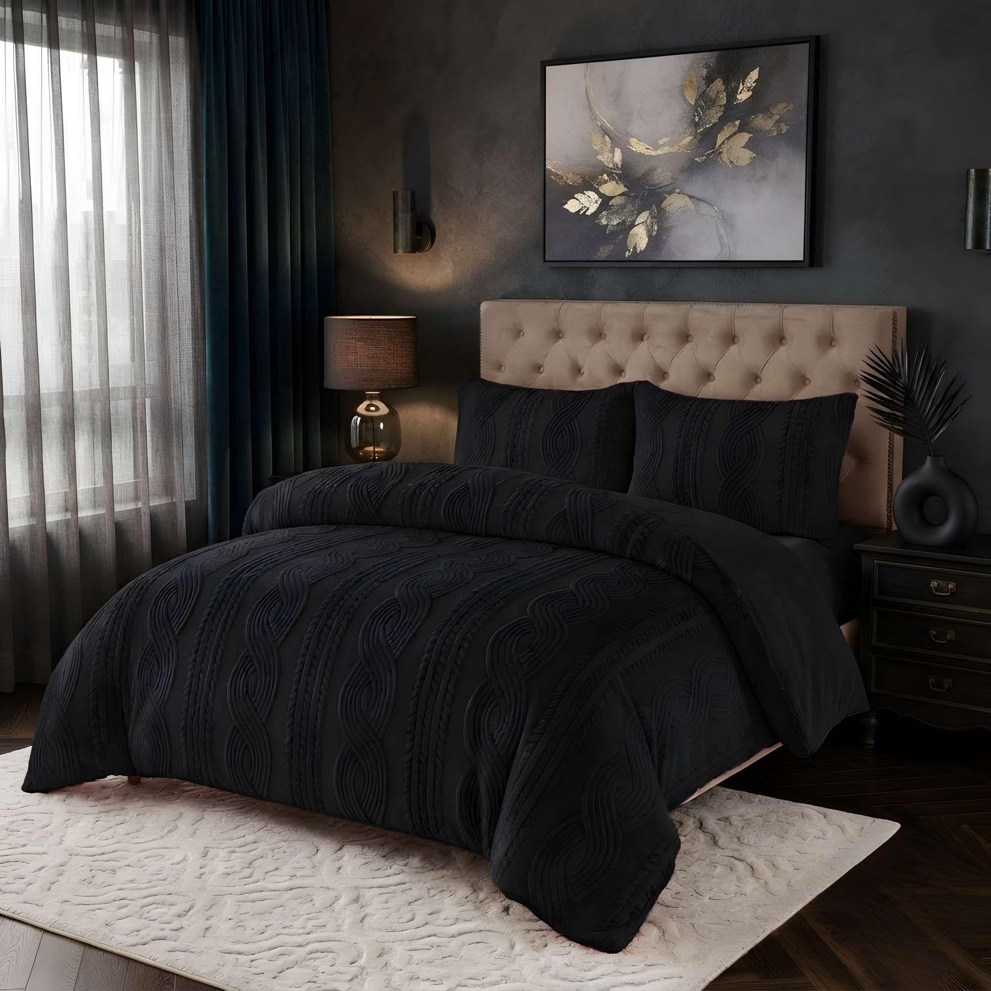 PLUMON SOFT TEXTURIZADO CON CHIPORRO 2 PLAZA COLOR NEGRO-1