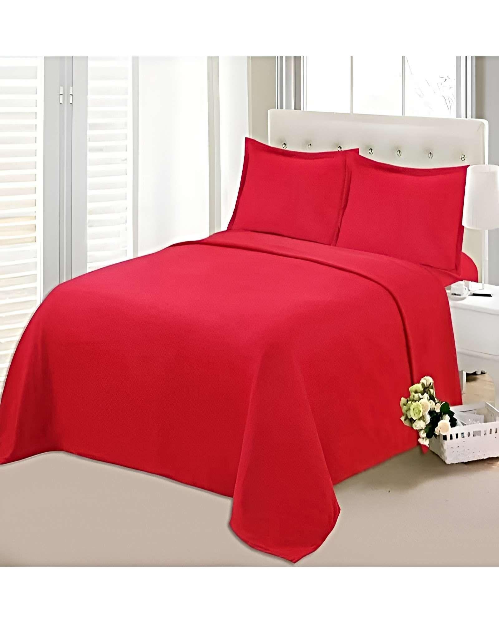 PACK DE SABANAS POLAR 2 PLAZAS ROJO-2