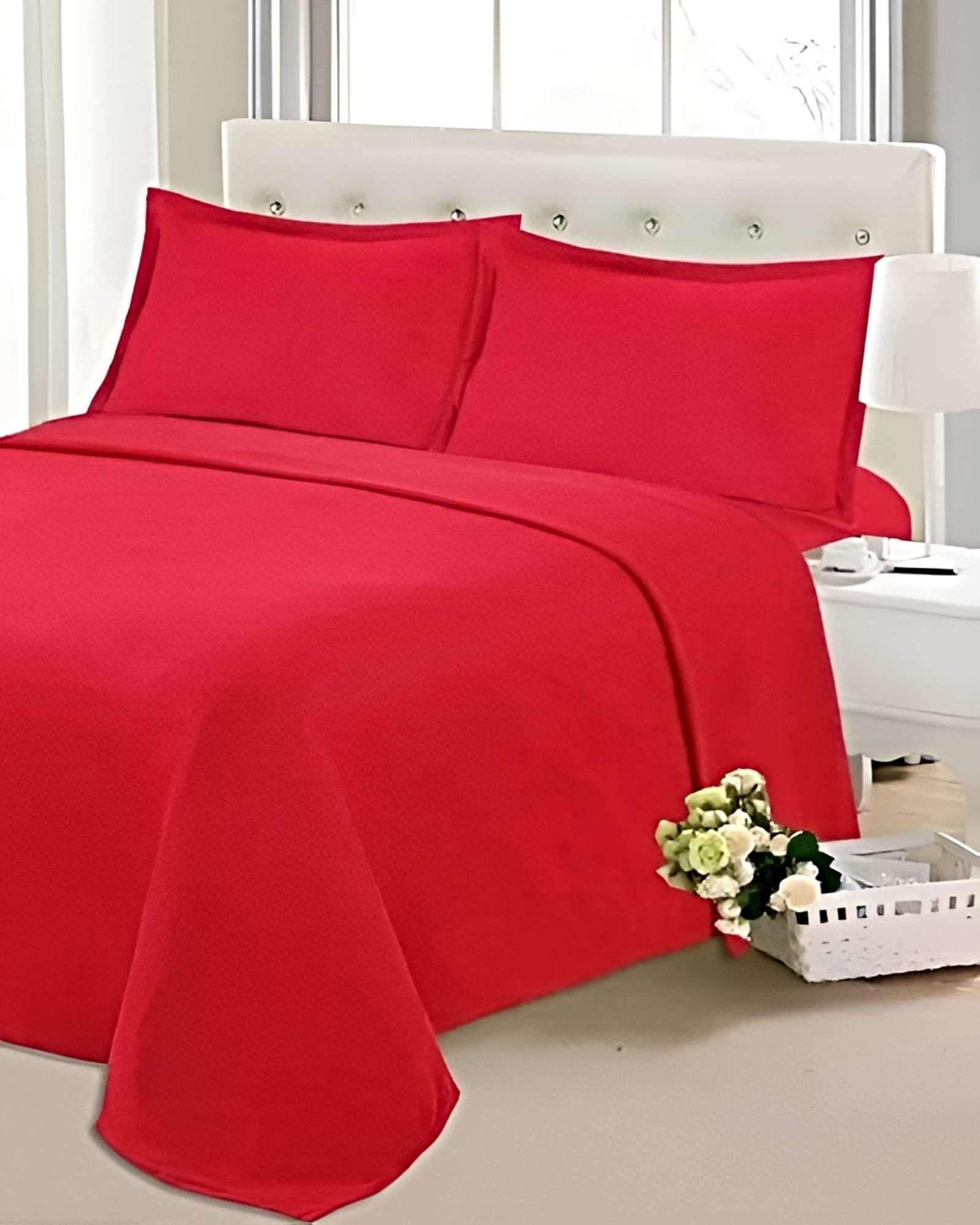 PACK DE SABANAS POLAR 2 PLAZAS ROJO-3