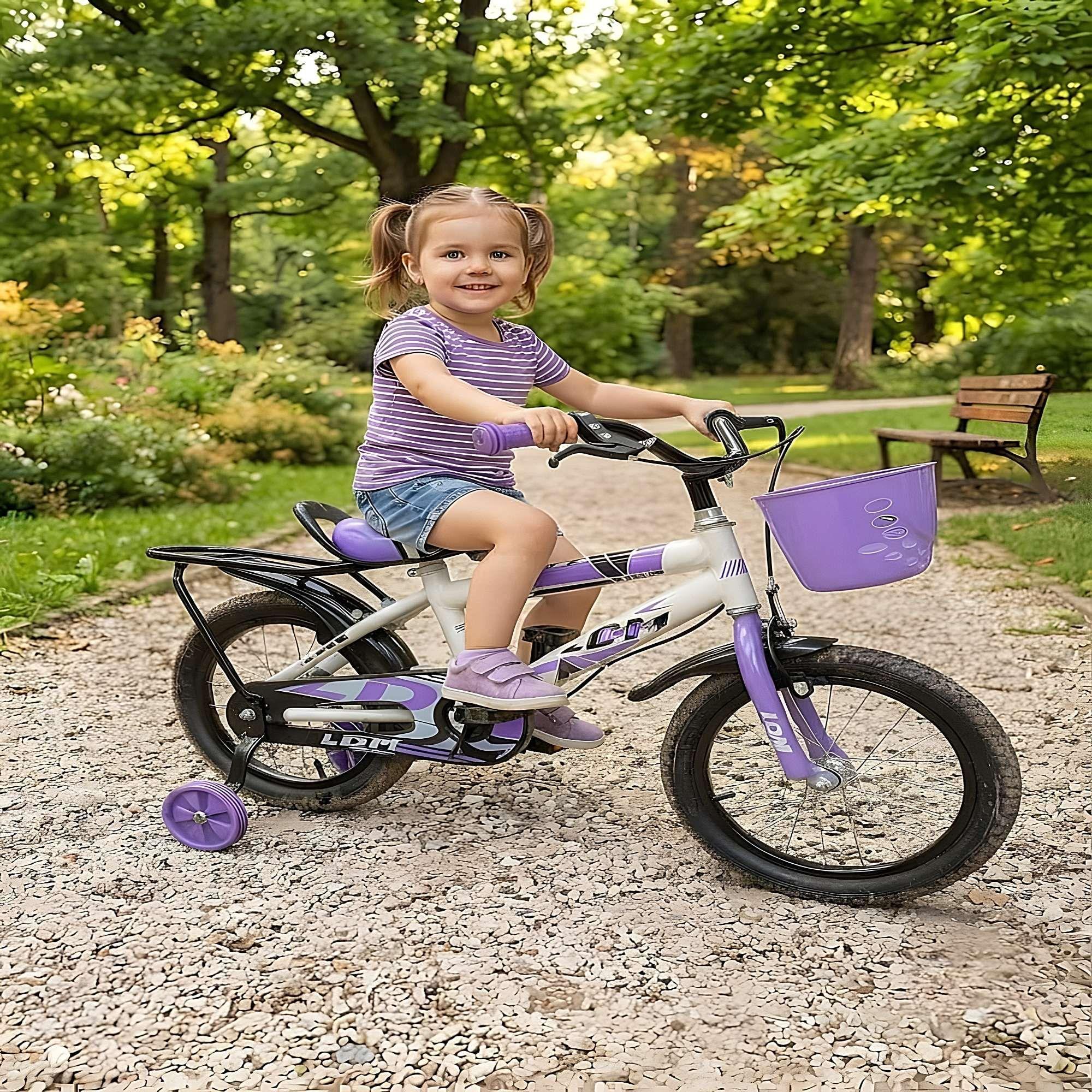 BICICLETA INFANTIL ARO 14 CON RUEDITAS COLOR LILA-2