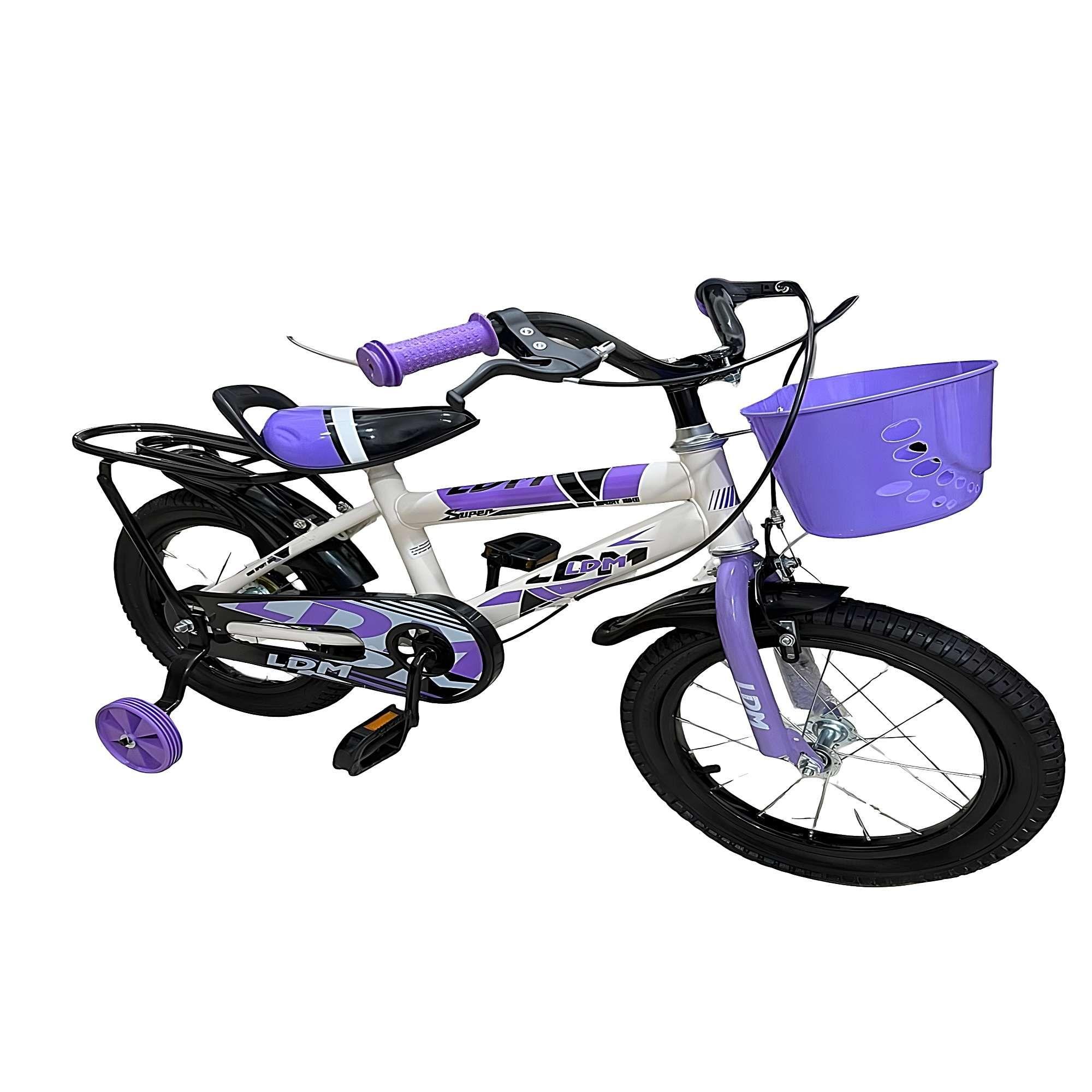 BICICLETA INFANTIL ARO 14 CON RUEDITAS COLOR LILA-3