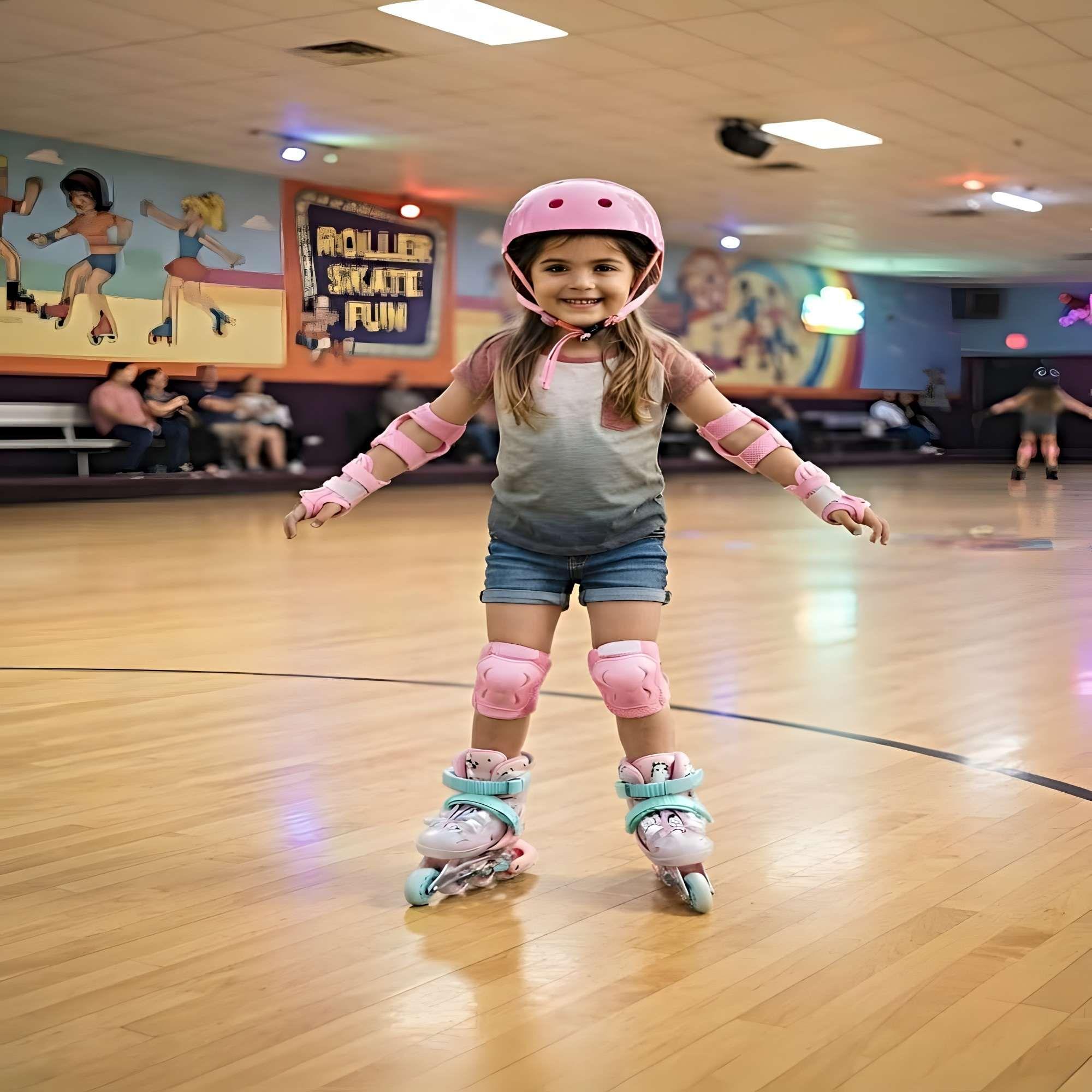 PATIN LINEAL CON LUCES MAS KIT COMPLETO TALLA S 31-34 ROSA2-3