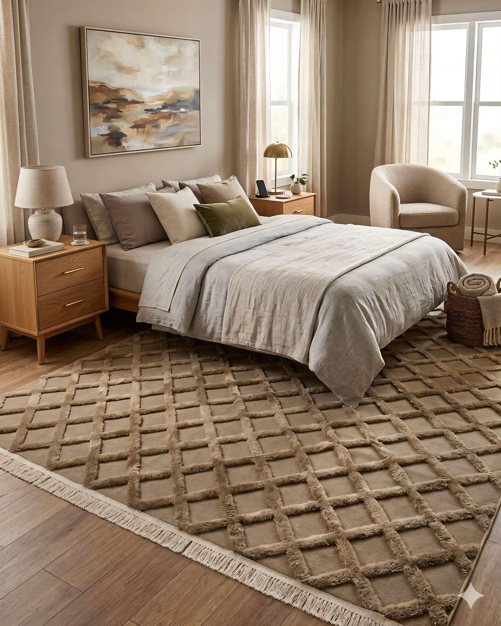 ALFOMBRA JACQUARD 180 X 200 DECORATIVA COLOR BEIGE 2-2