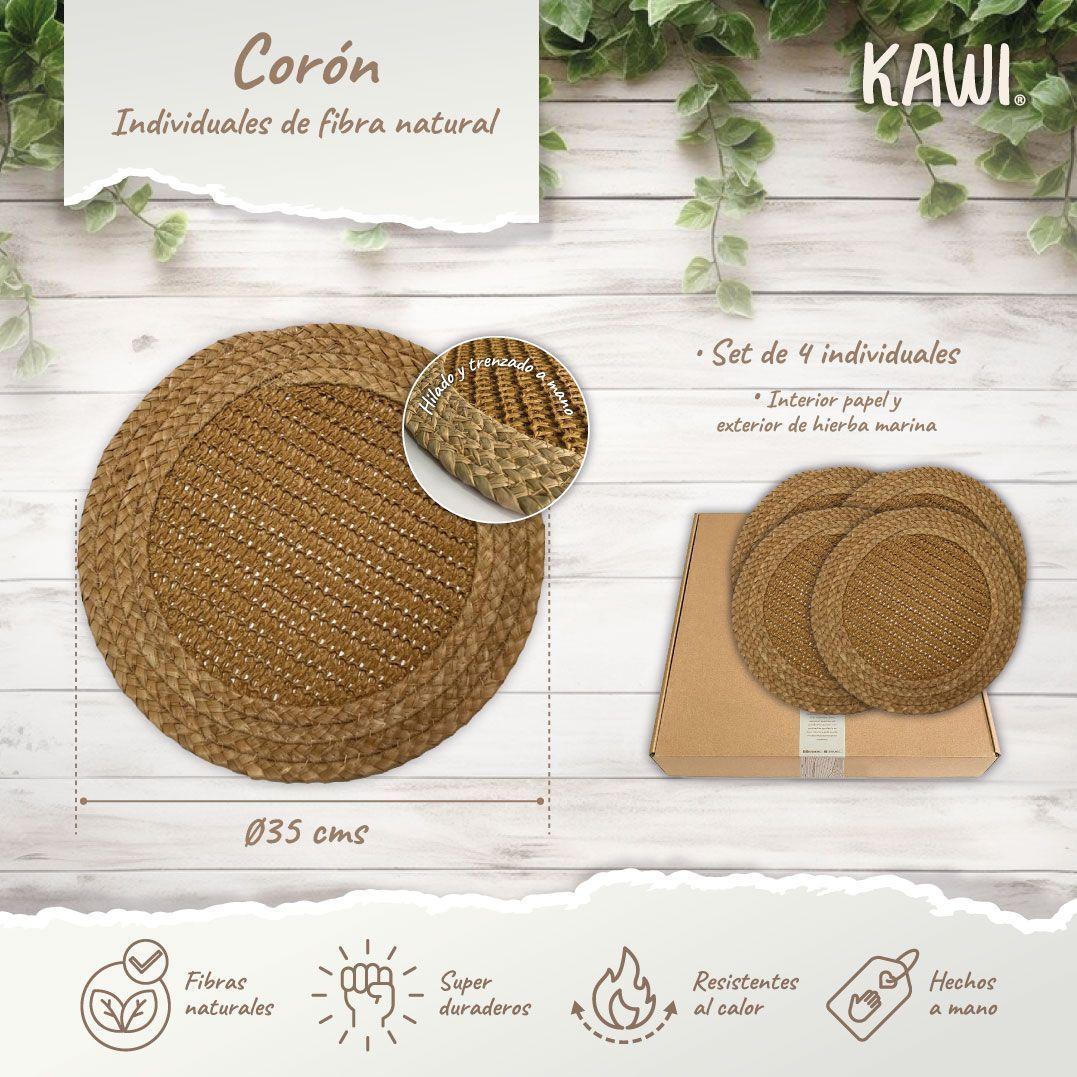 Set 4 Individuales De Yute Doble Trama Corón De Ø35cms - Kawi®-2