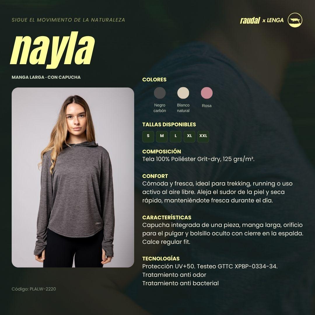 Polera Mujer Grit Dry Manga Larga Con Capucha Nayla Lenga UPF 50-5