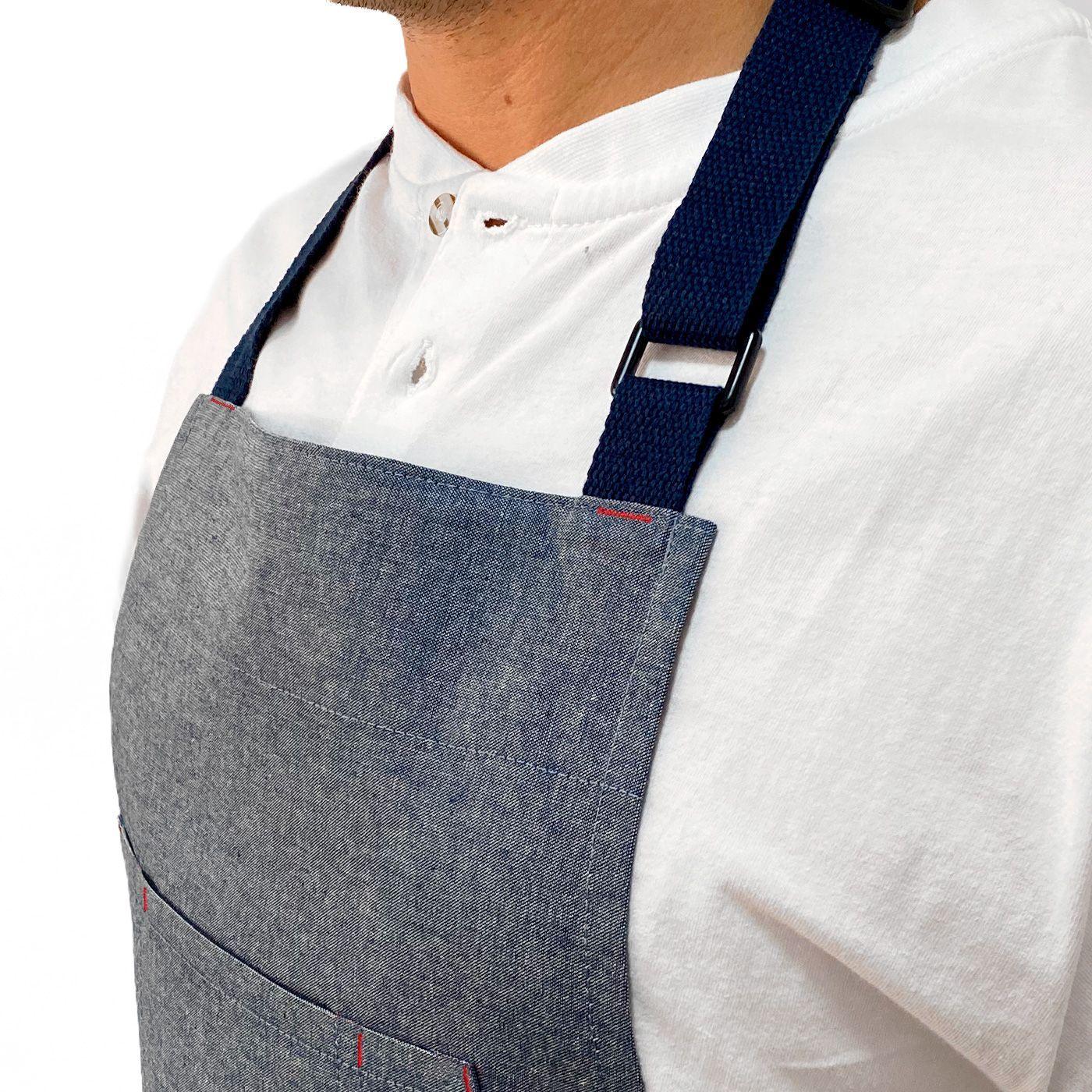 Pechera Denim Azul 100% algodón jaspeado Unisex - Indusbord®-5