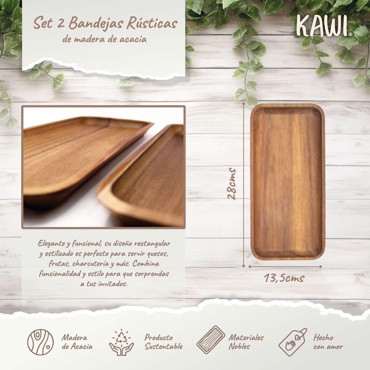 Bandeja Rectangular De Madera De Acacia - Kawi®-2