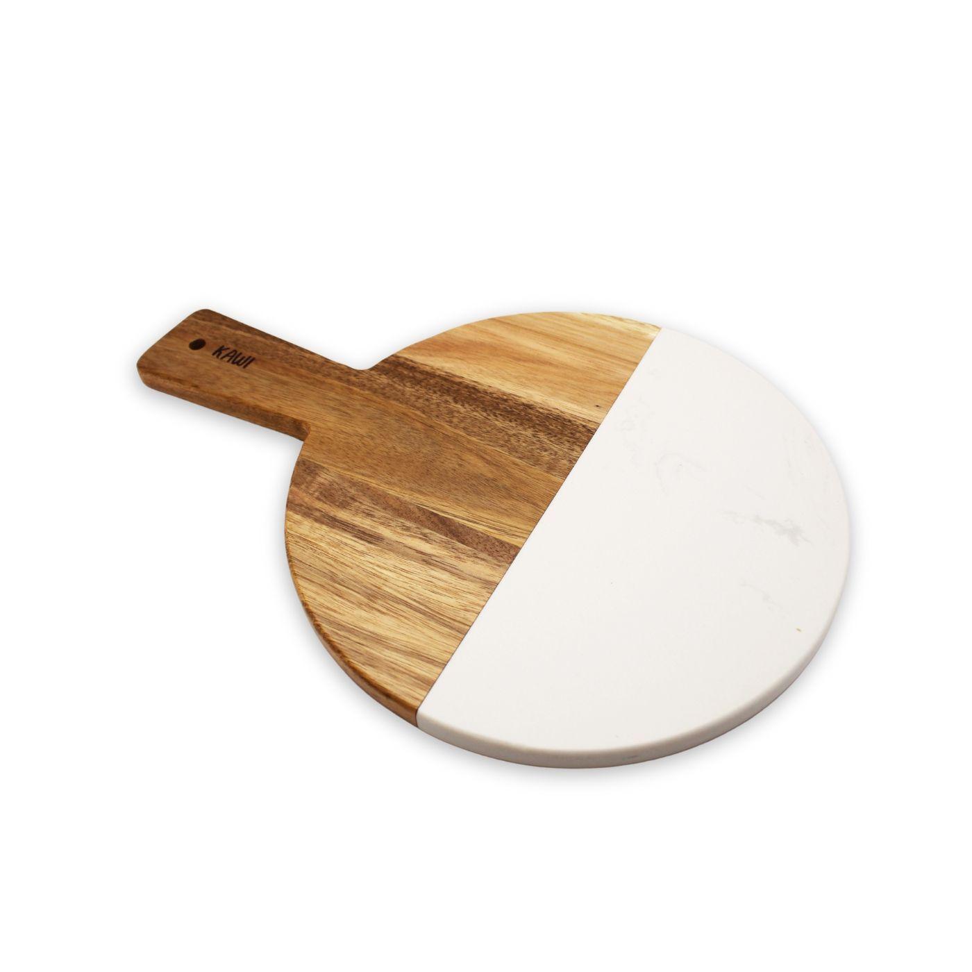 Tabla Aperitivo Redonda De Madera De Acacia Y Mármol - Kawi®-4